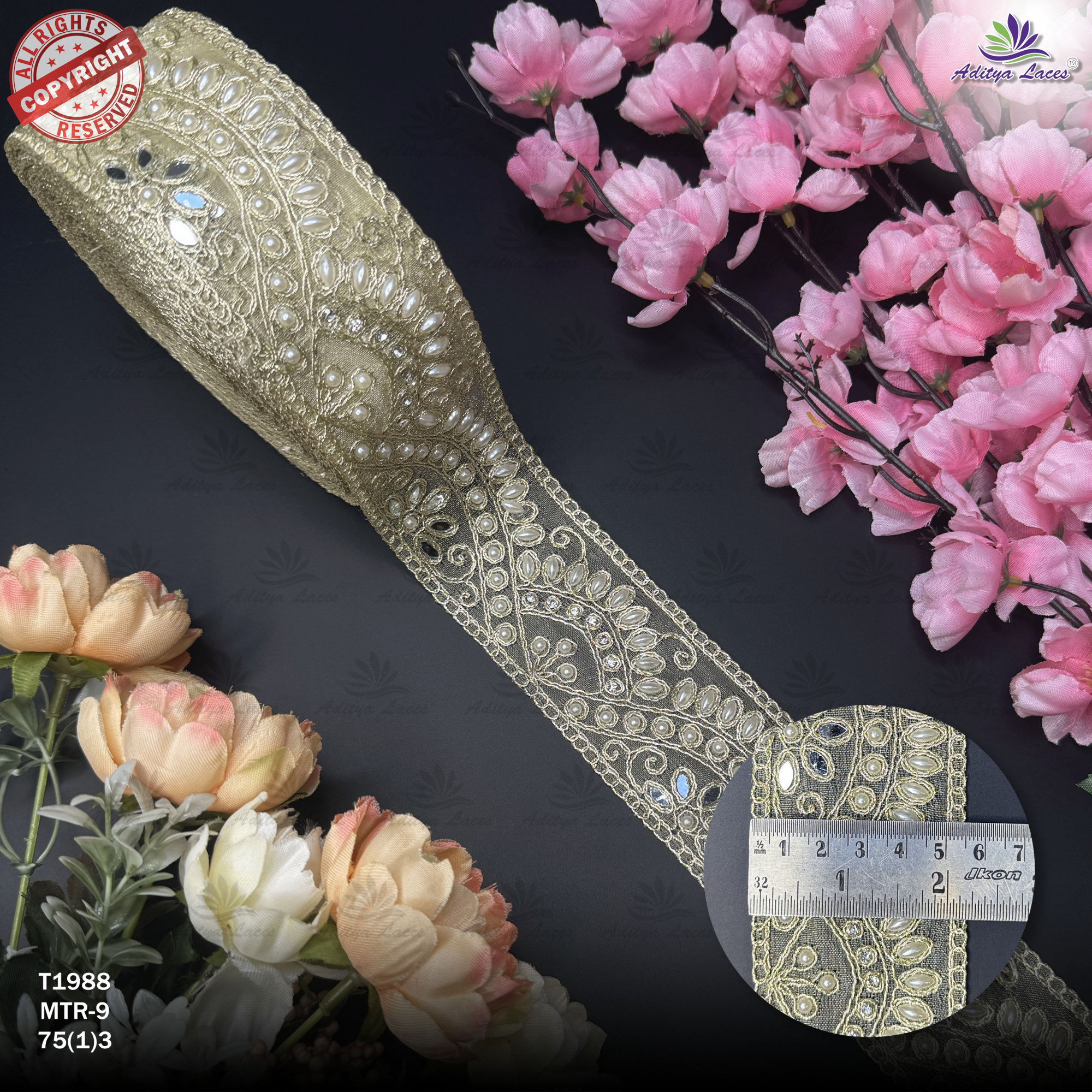 Luxury Tissue Handwork Lace Border for Saree Bridal Ethnic Wear