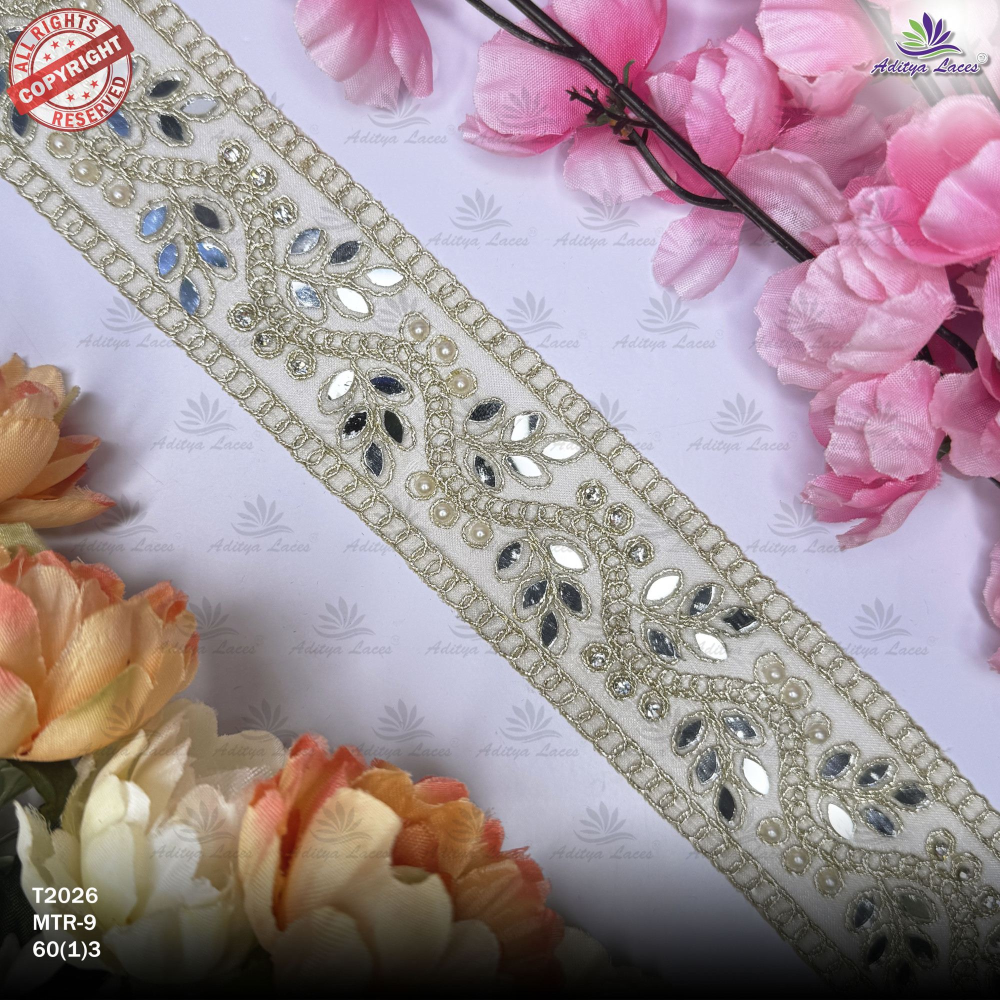 Royal Tissue Handwork Lace Border for Saree Bridal Ethnic Wear