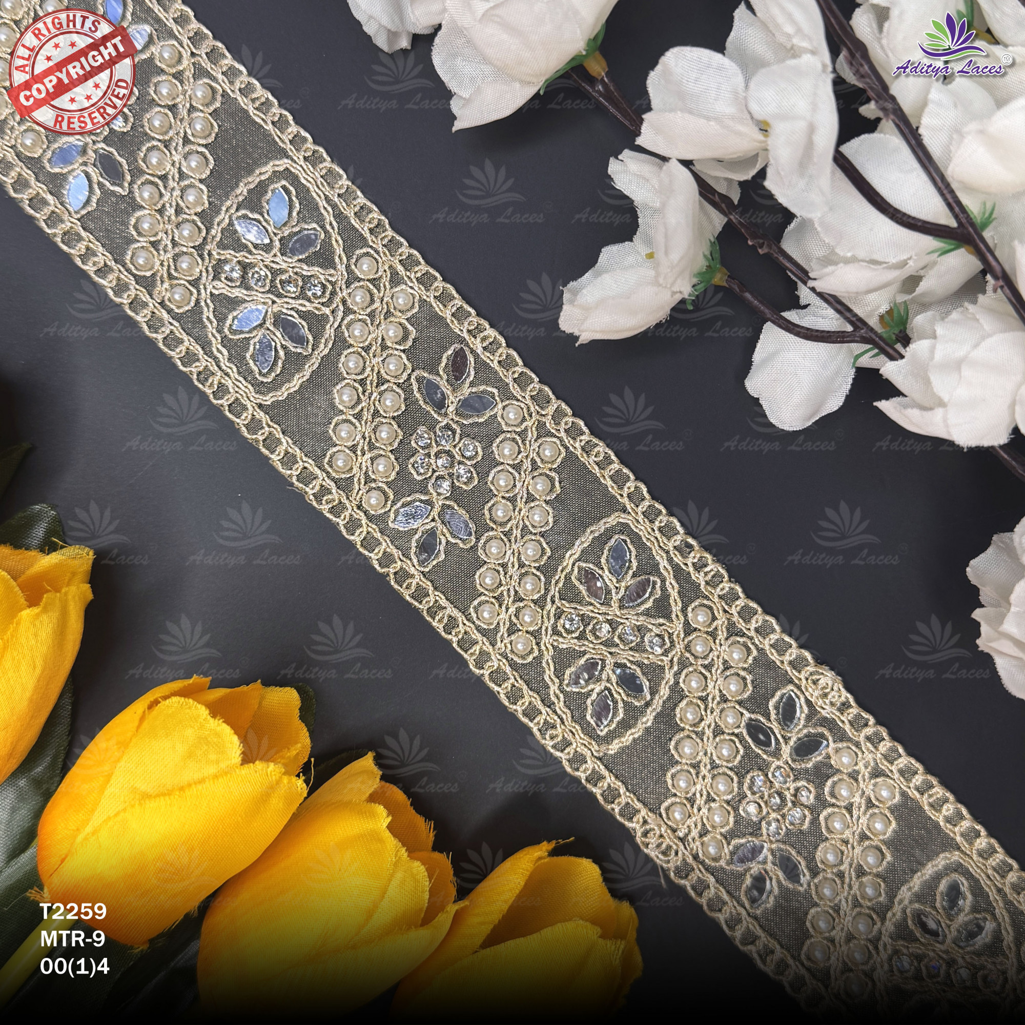 Royal Tissue Handwork Lace Border for Saree Bridal Ethnic Wear