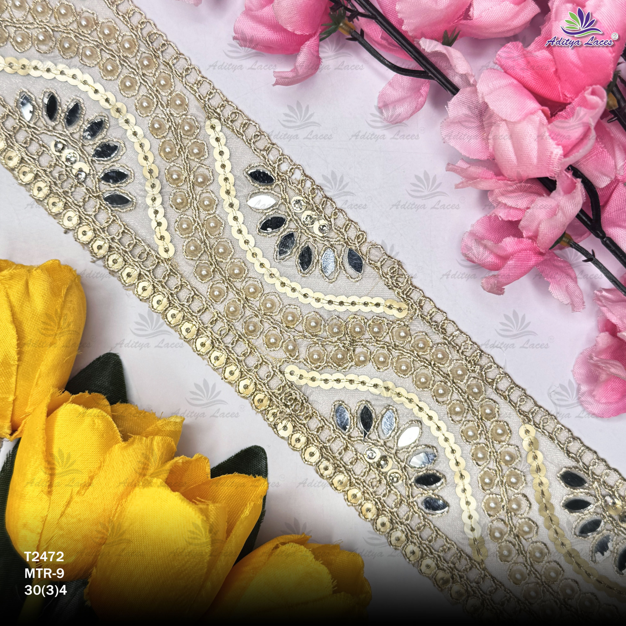 Luxury Tissue Handwork Lace Border for Saree Bridal Ethnic Wear