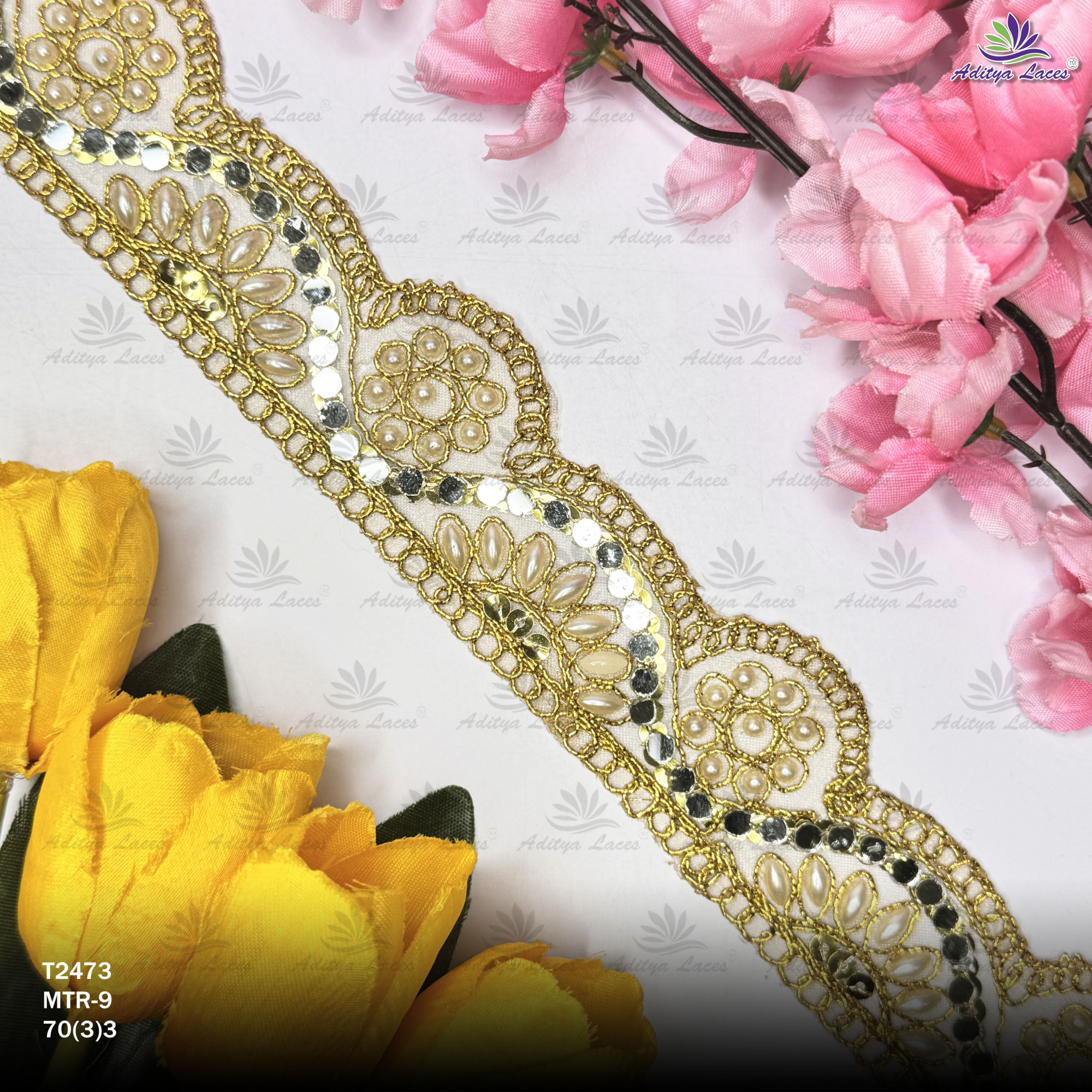 Luxury Tissue Handwork Lace Border for Saree Bridal Ethnic Wear