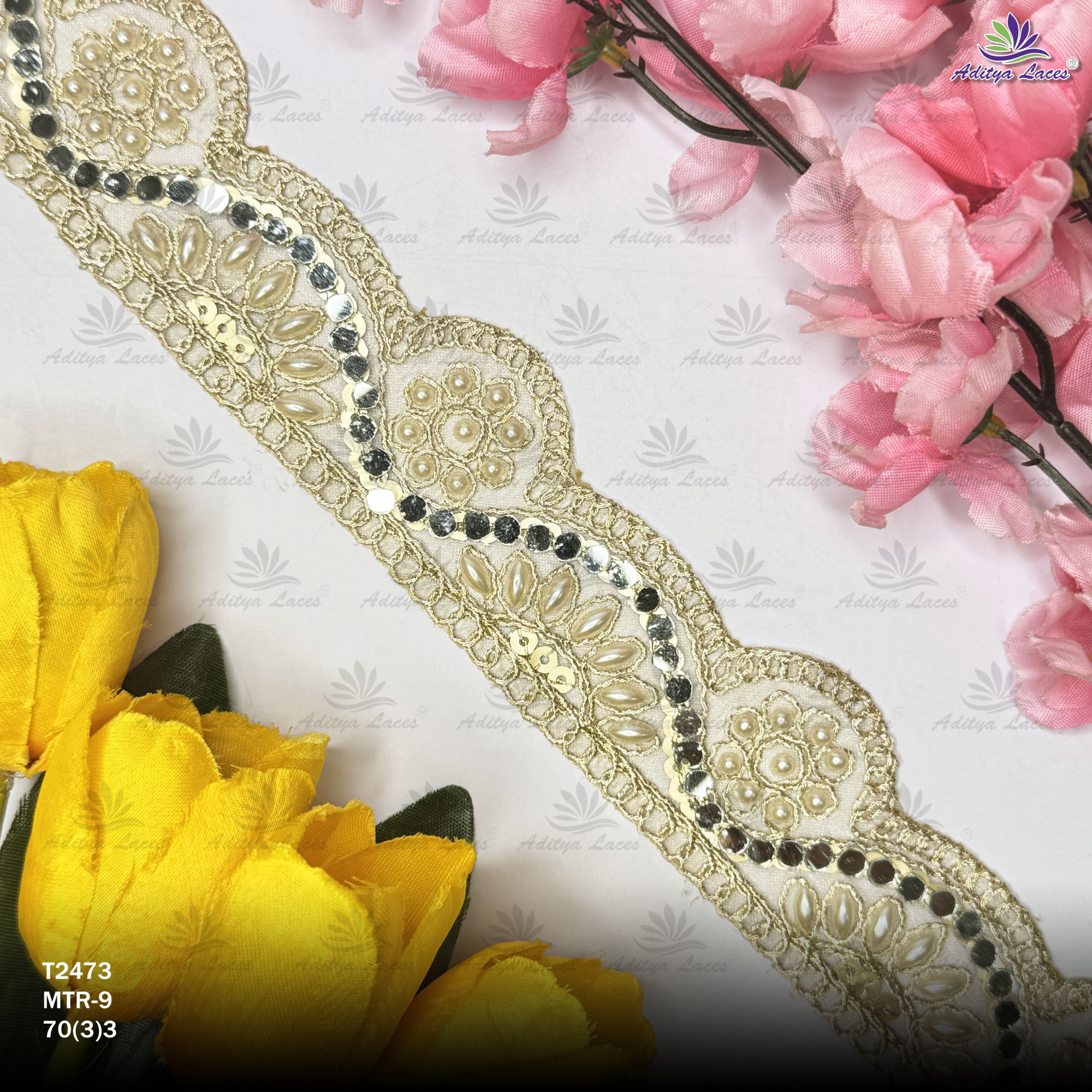 Luxury Tissue Handwork Lace Border for Saree Bridal Ethnic Wear