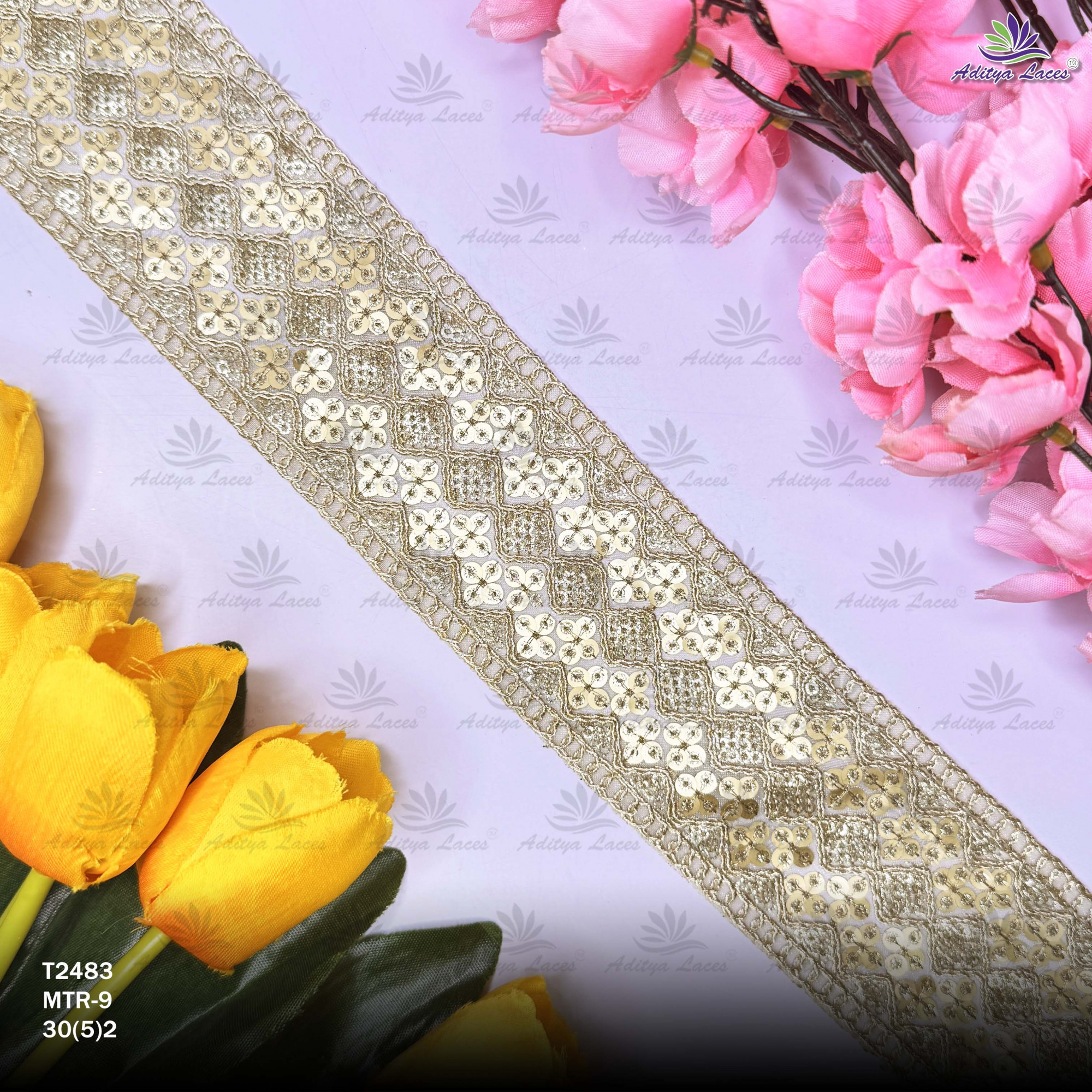 Fancy Copper Gold Embroidery Lace Trim for Saree Garments