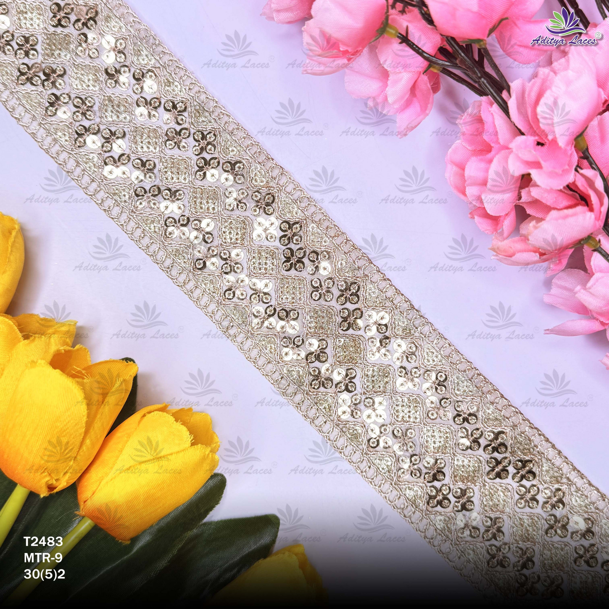 Fancy Copper Gold Embroidery Lace Trim for Saree Garments