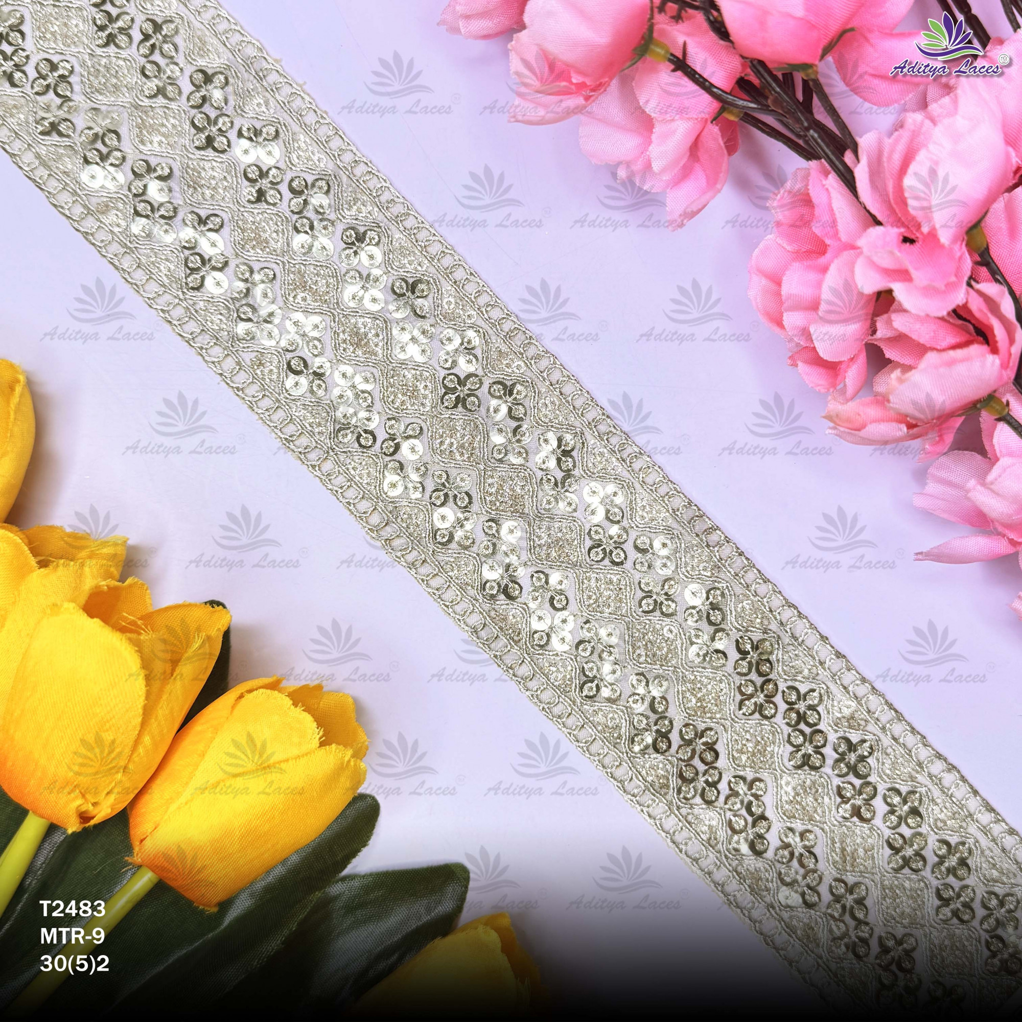 Fancy Copper Gold Embroidery Lace Trim for Saree Garments