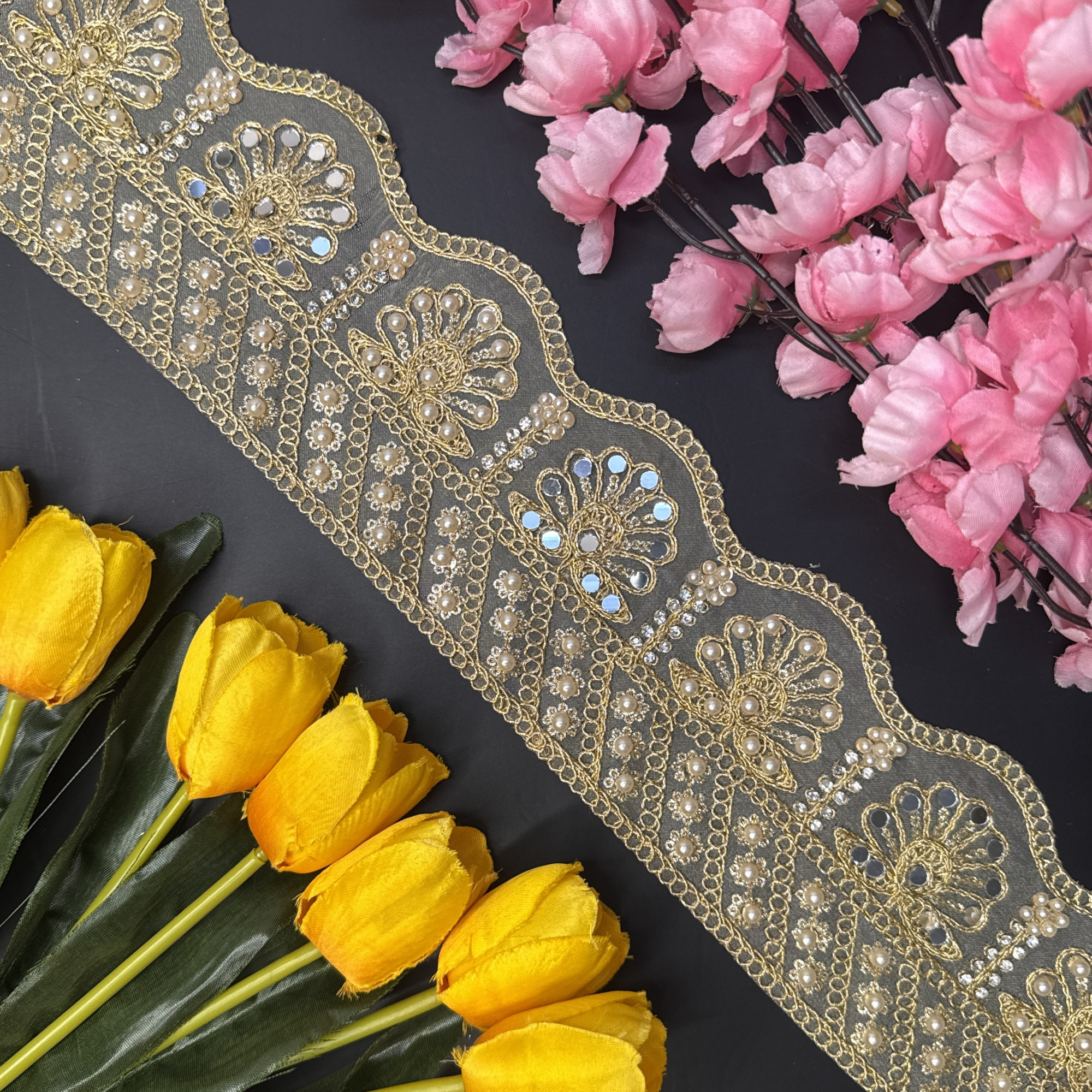 Luxury Tissue Handwork Lace Border for Saree Bridal Ethnic Wear
