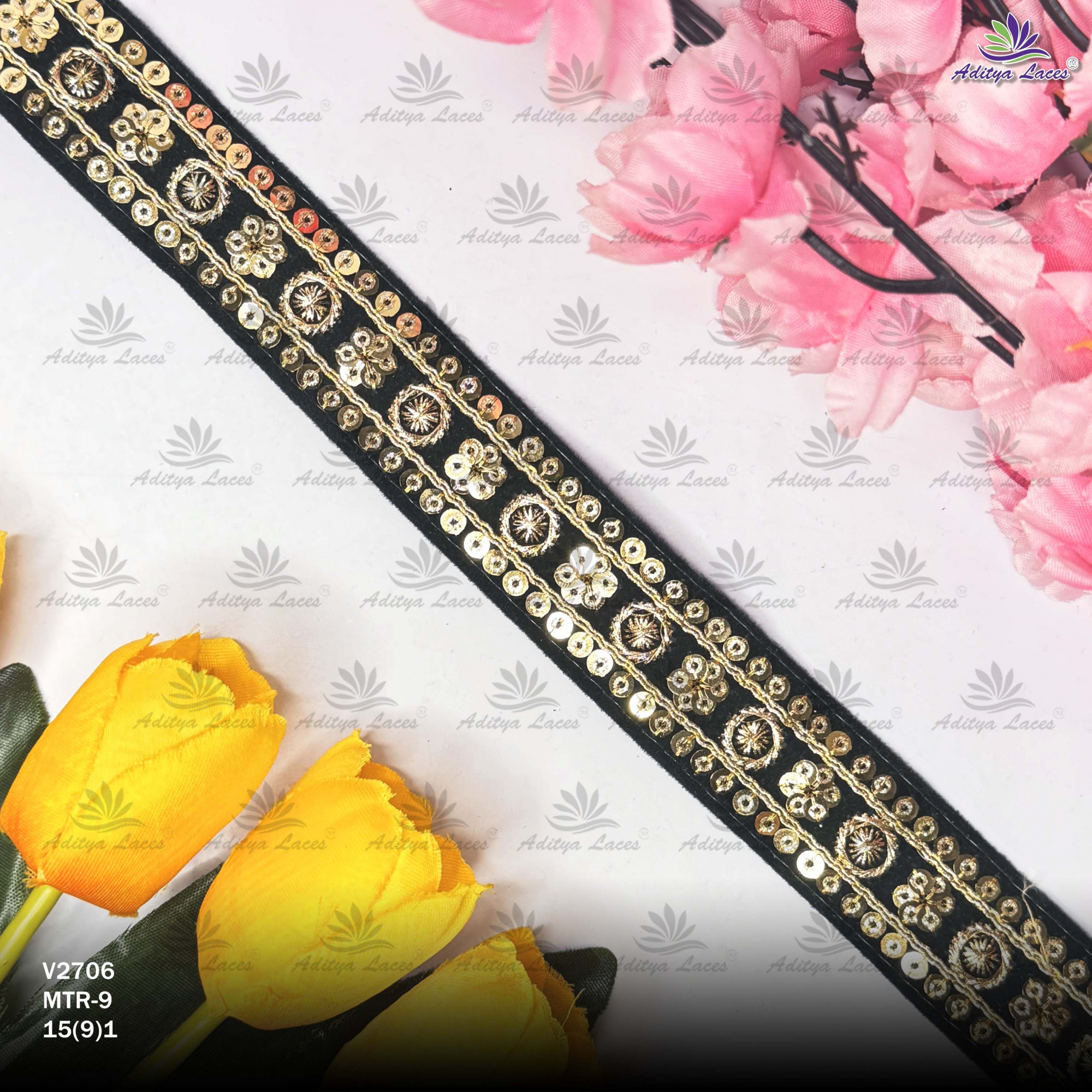 Premium Velvet Lace Border Trim for Saree Lehenga Bridal Wear