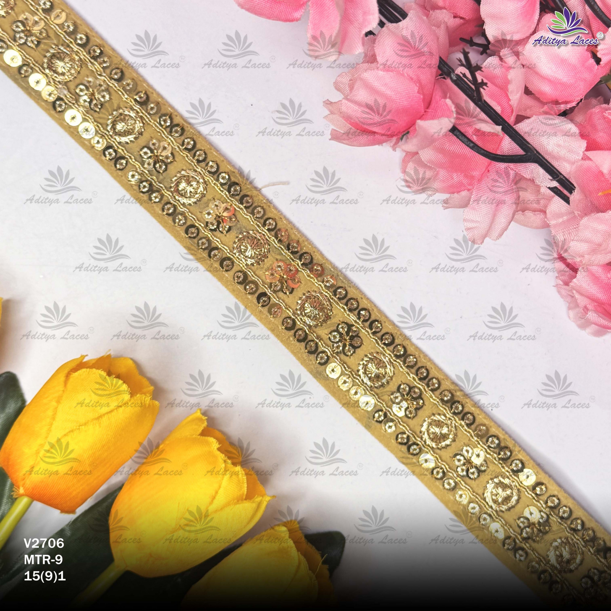 Premium Velvet Lace Border Trim for Saree Lehenga Bridal Wear