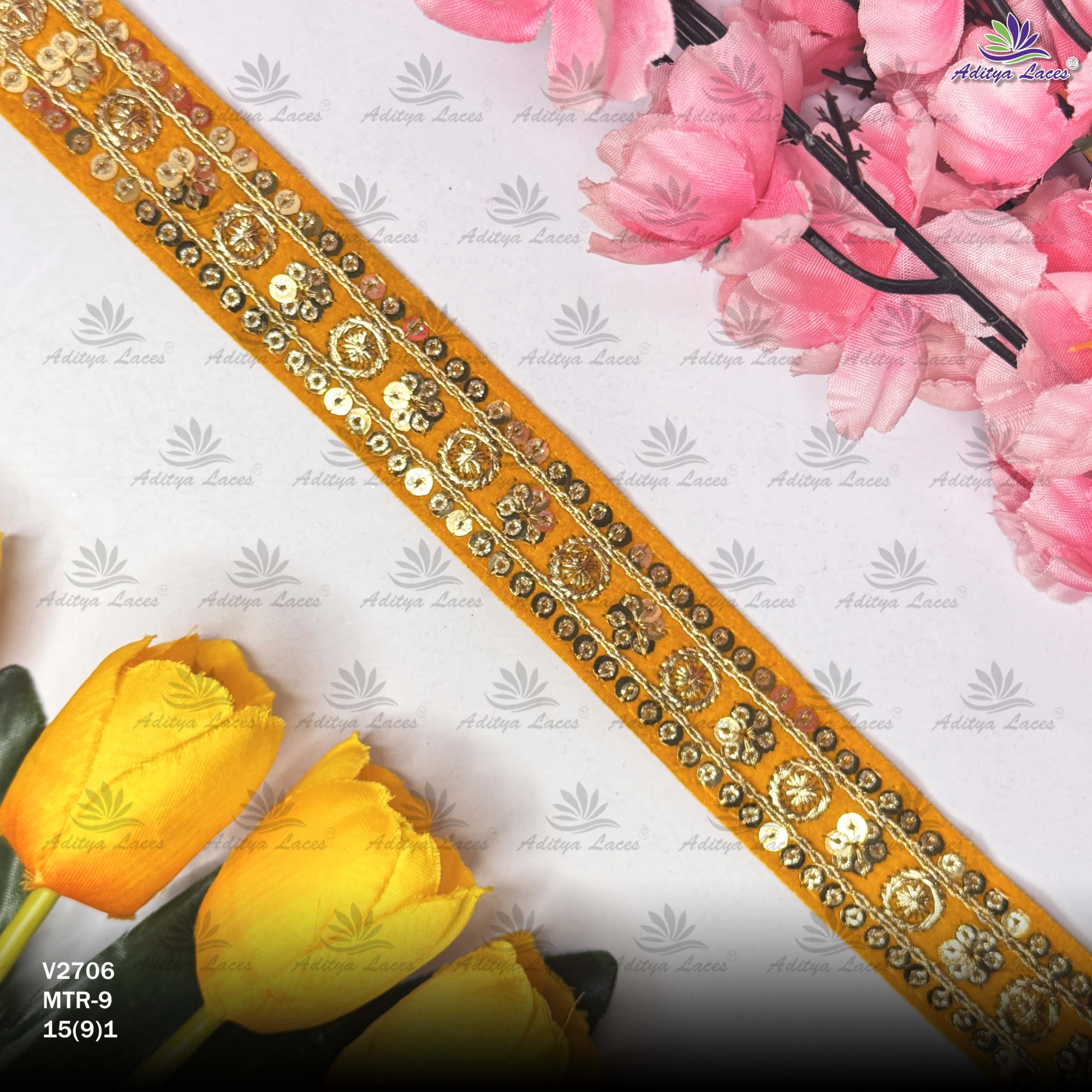 Premium Velvet Lace Border Trim for Saree Lehenga Bridal Wear