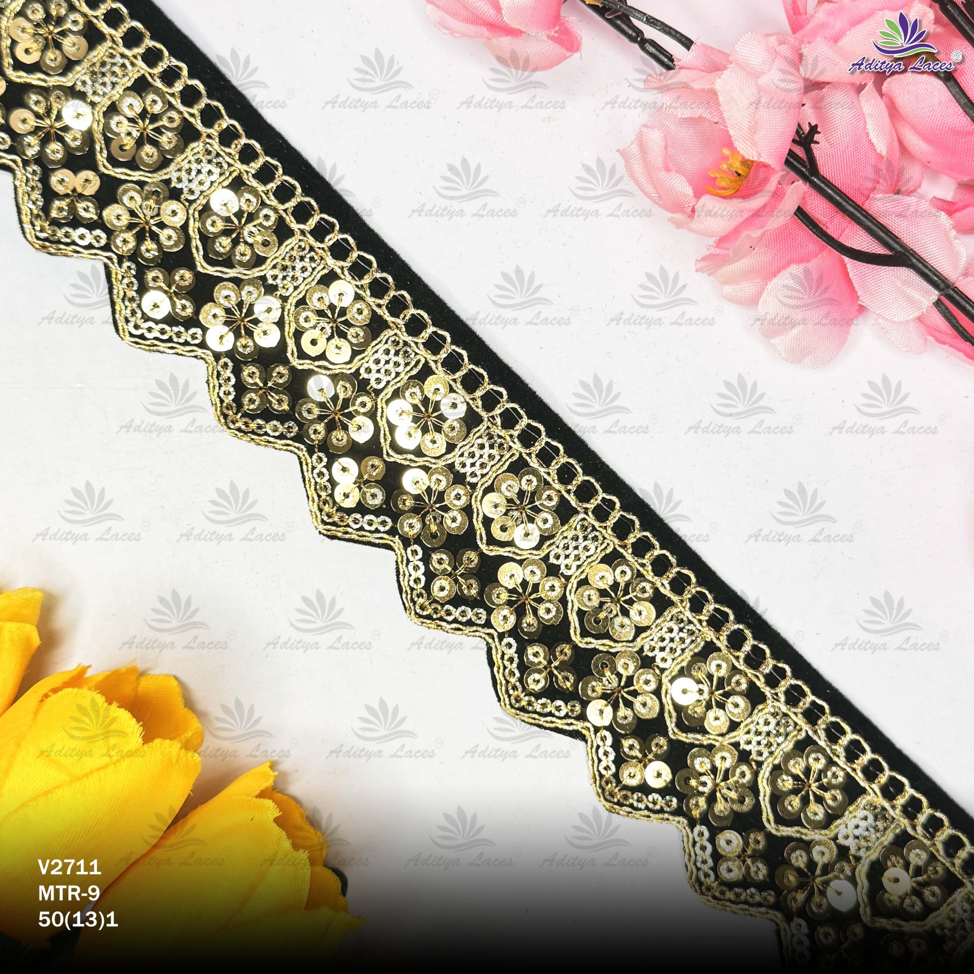 Premium Velvet Lace Border Trim for Saree Lehenga Bridal Wear