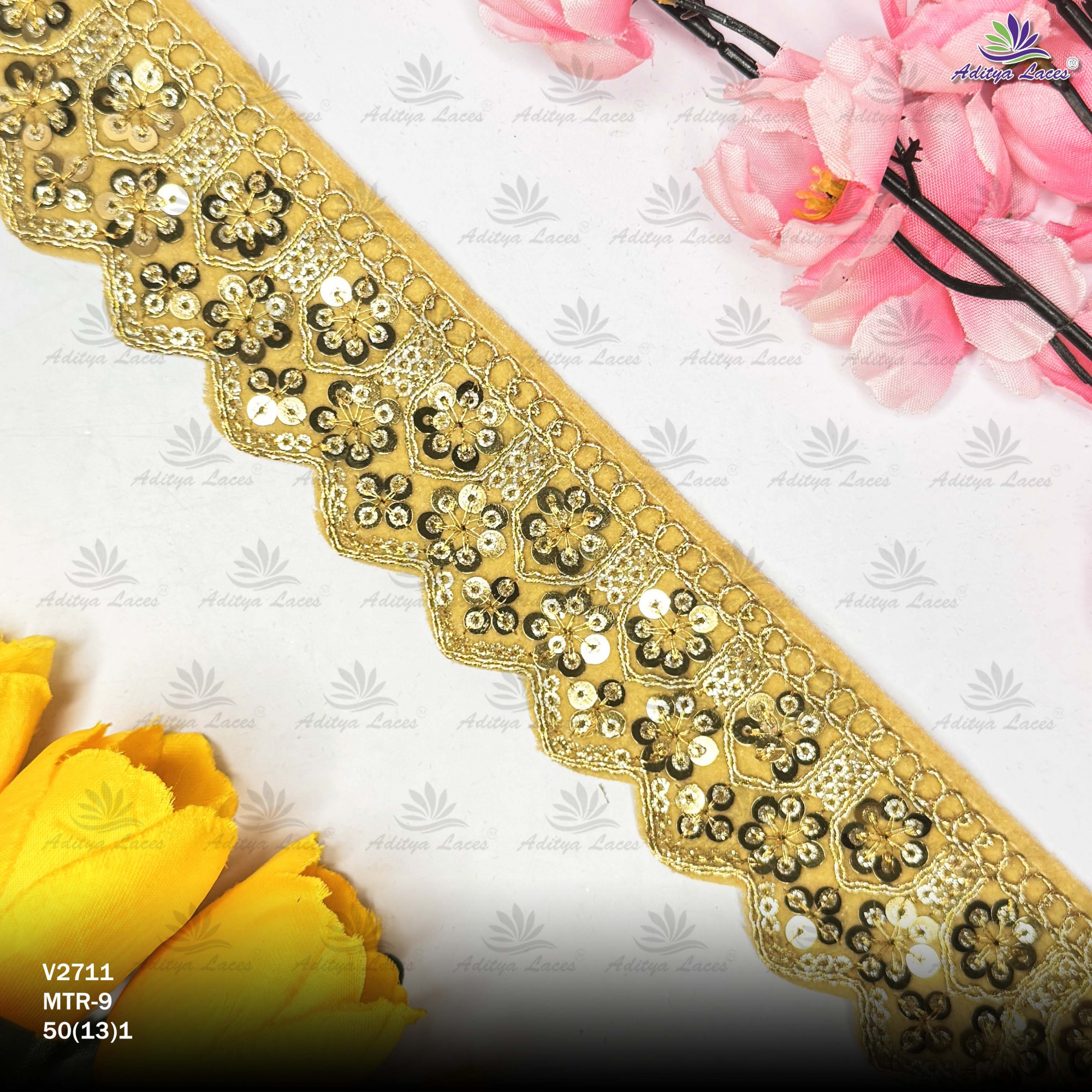 Premium Velvet Lace Border Trim for Saree Lehenga Bridal Wear