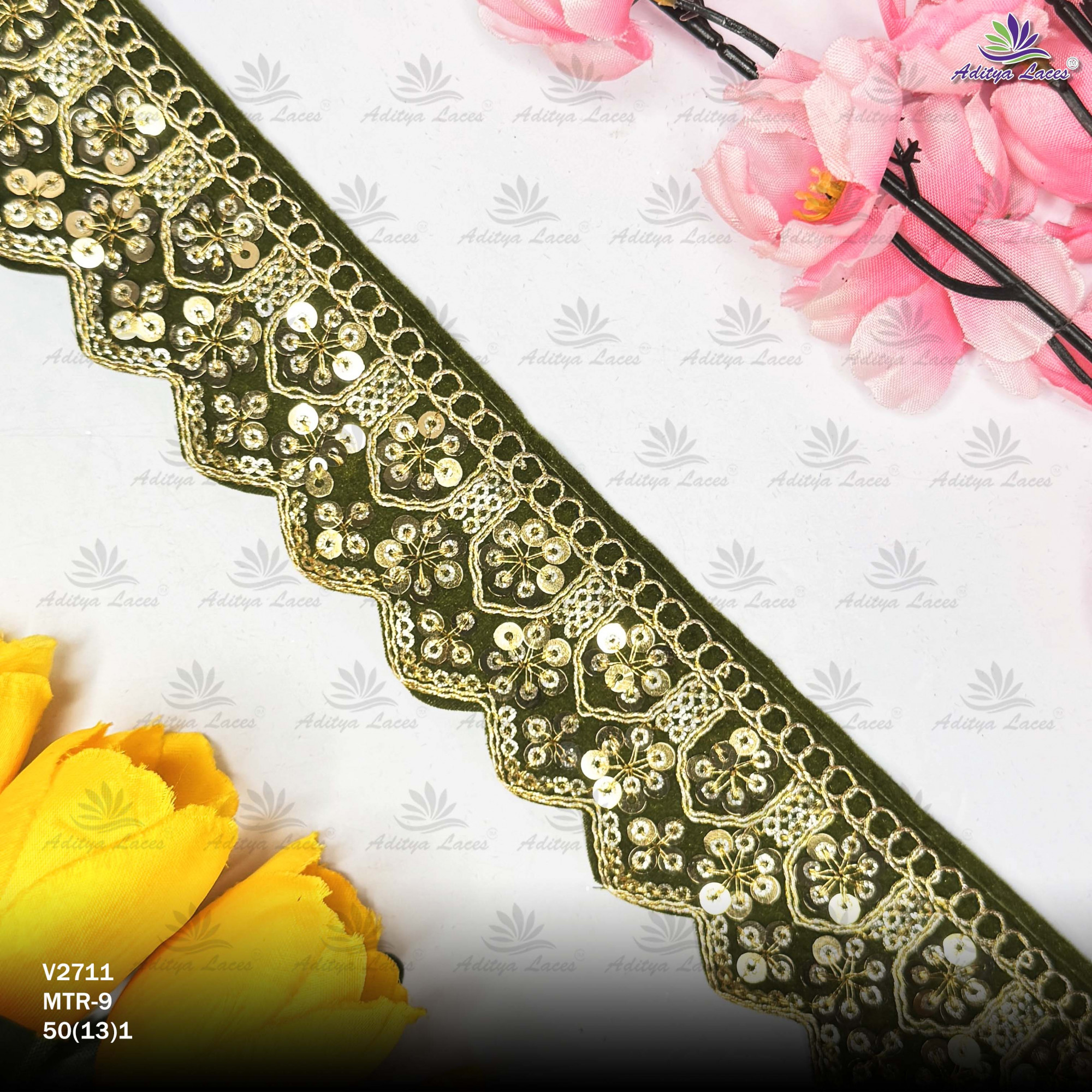 Premium Velvet Lace Border Trim for Saree Lehenga Bridal Wear