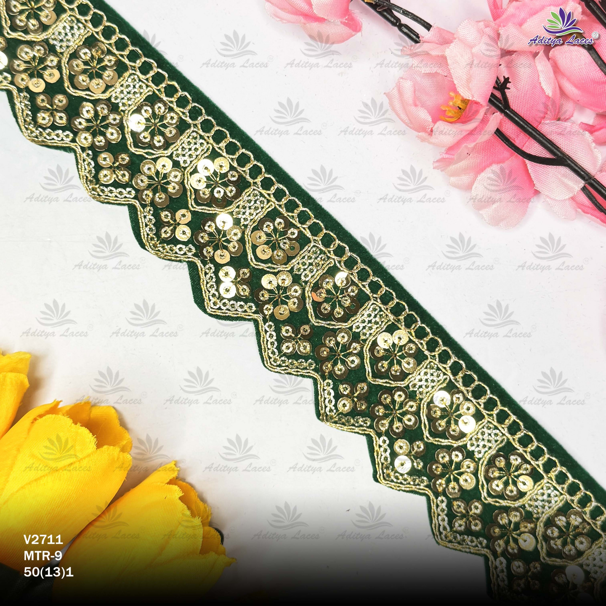Premium Velvet Lace Border Trim for Saree Lehenga Bridal Wear