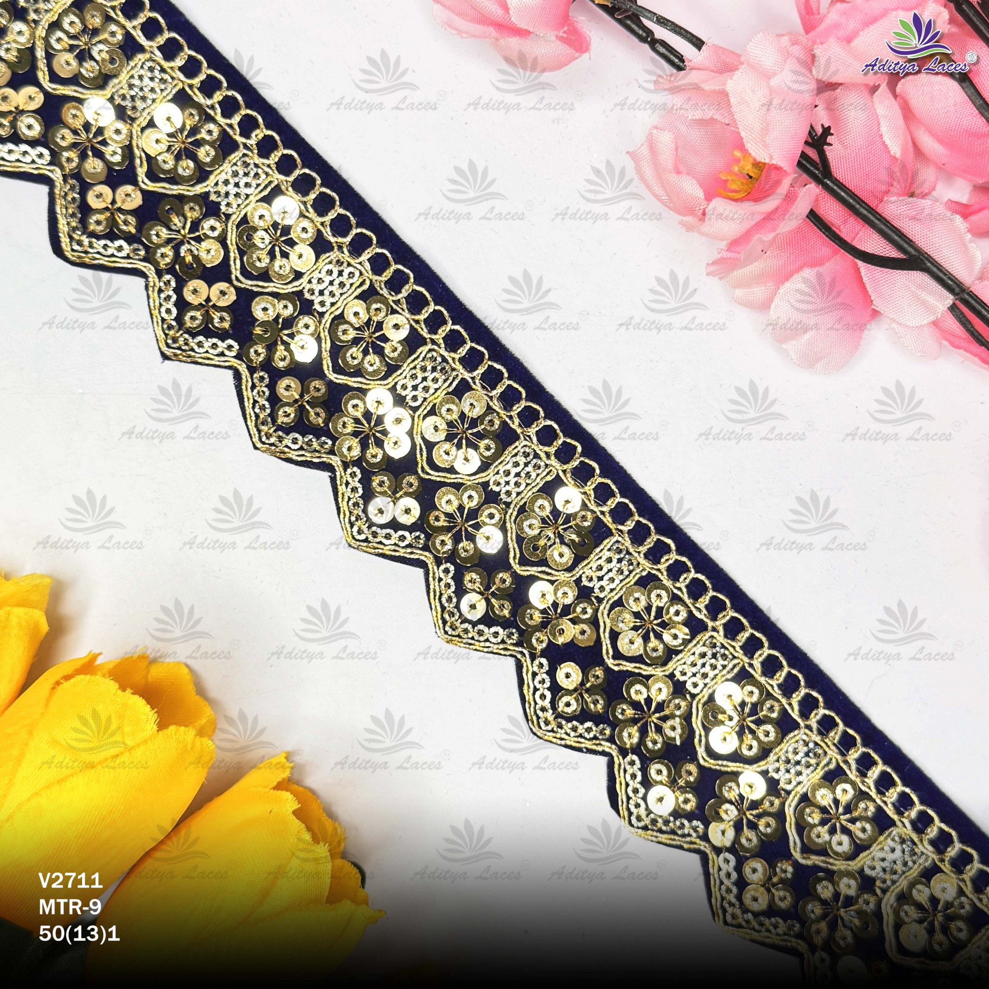 Premium Velvet Lace Border Trim for Saree Lehenga Bridal Wear