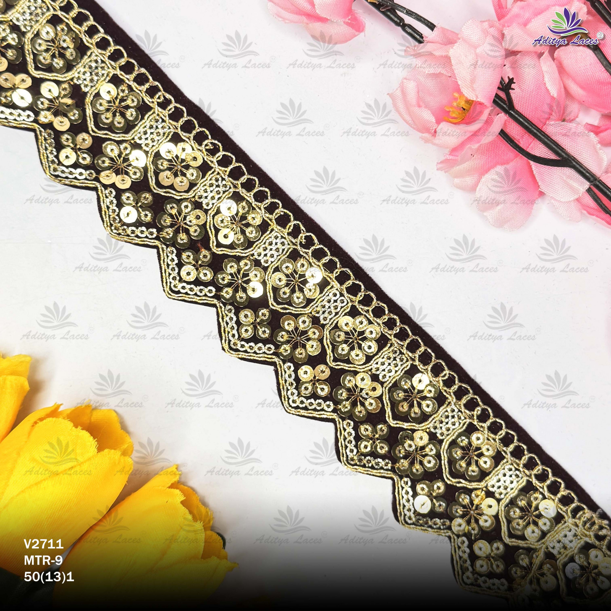 Premium Velvet Lace Border Trim for Saree Lehenga Bridal Wear