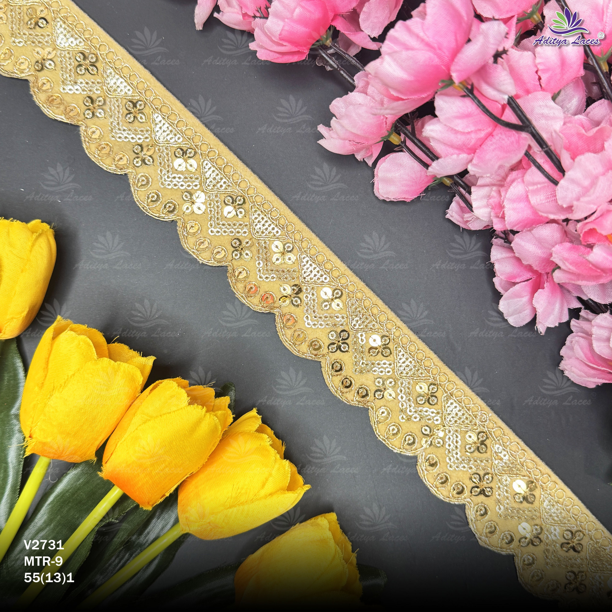 Decorative Velvet Lace Border Trim for Saree Lehenga Bridal Wear