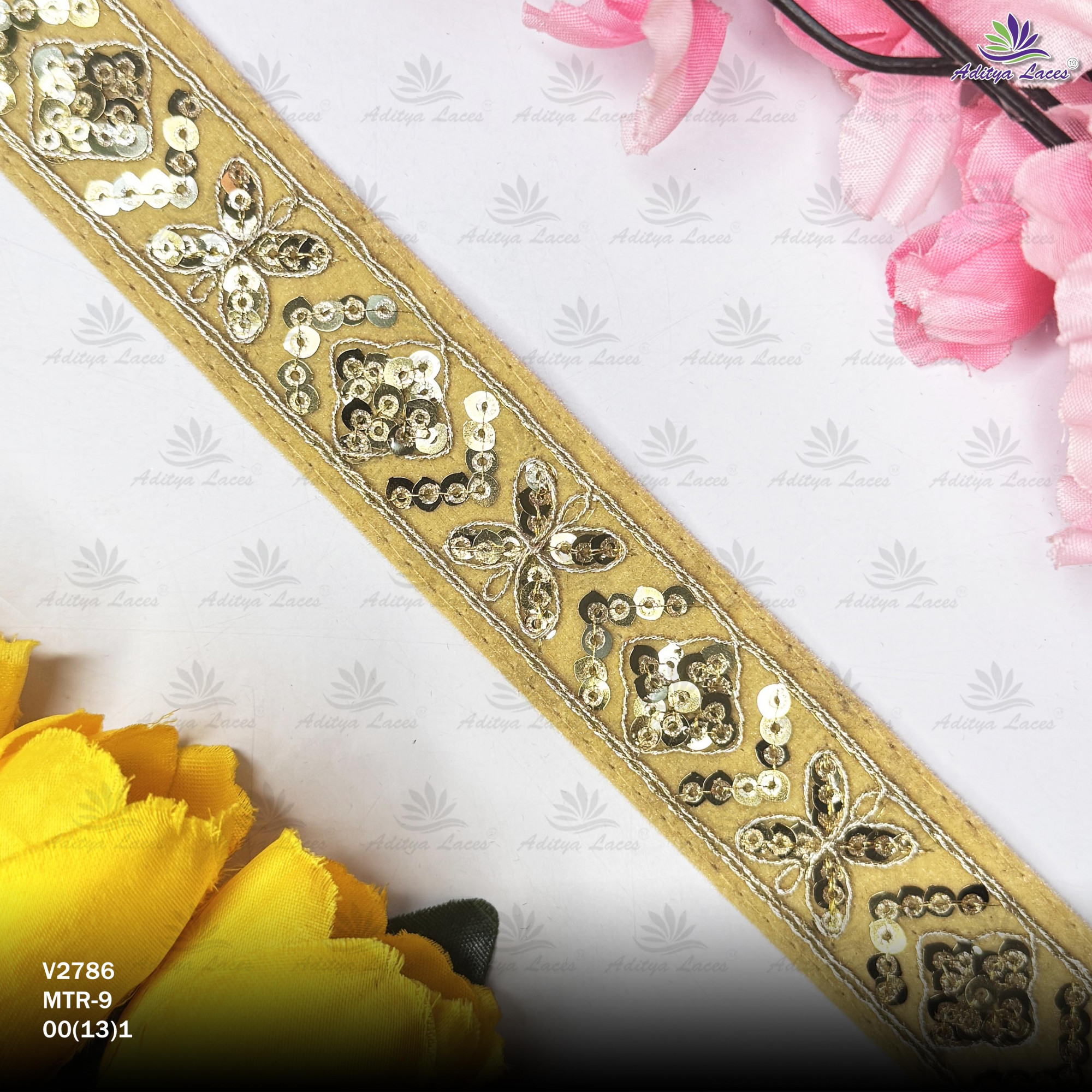 Fancy Velvet Lace Border Trim for Saree Lehenga Bridal Wear