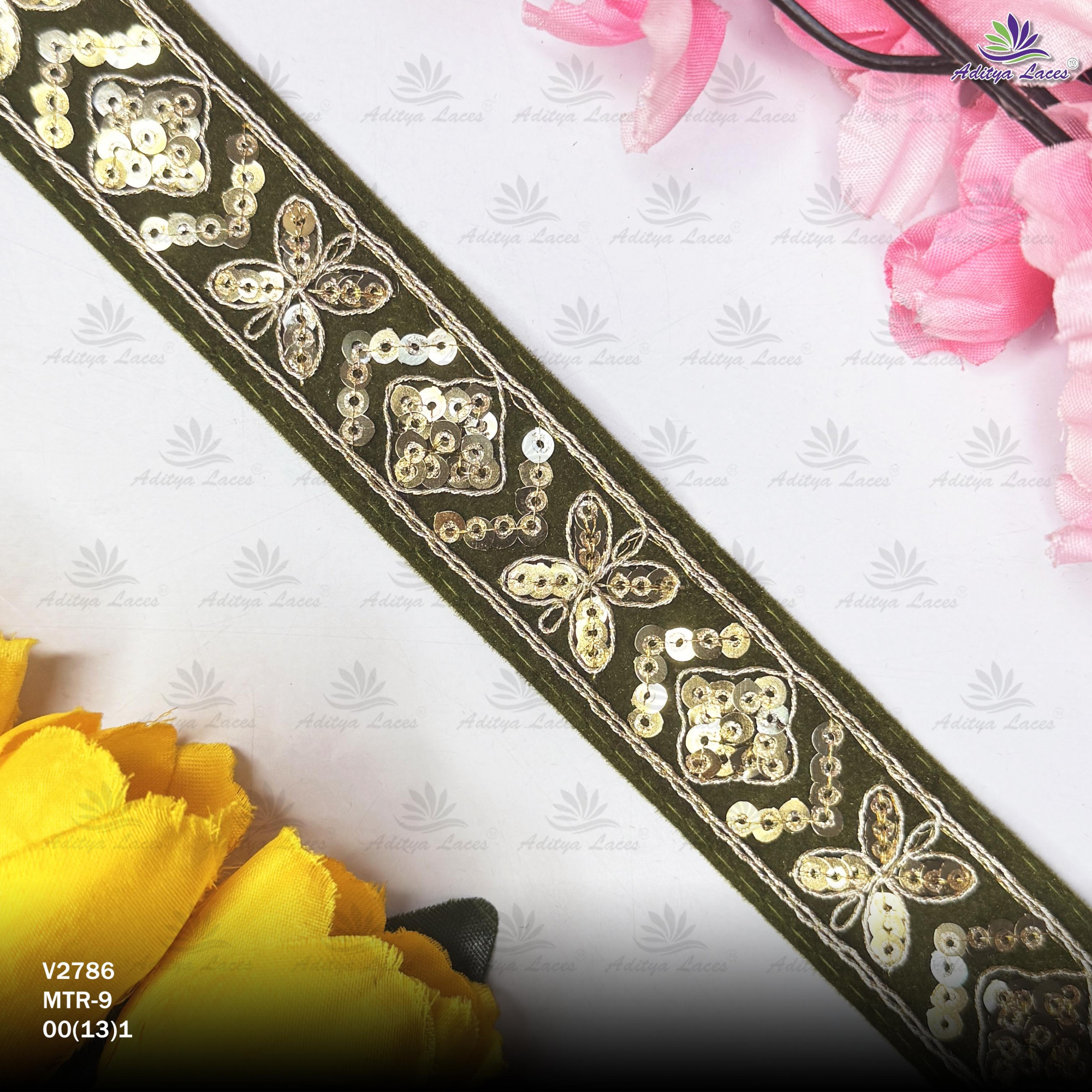 Fancy Velvet Lace Border Trim for Saree Lehenga Bridal Wear