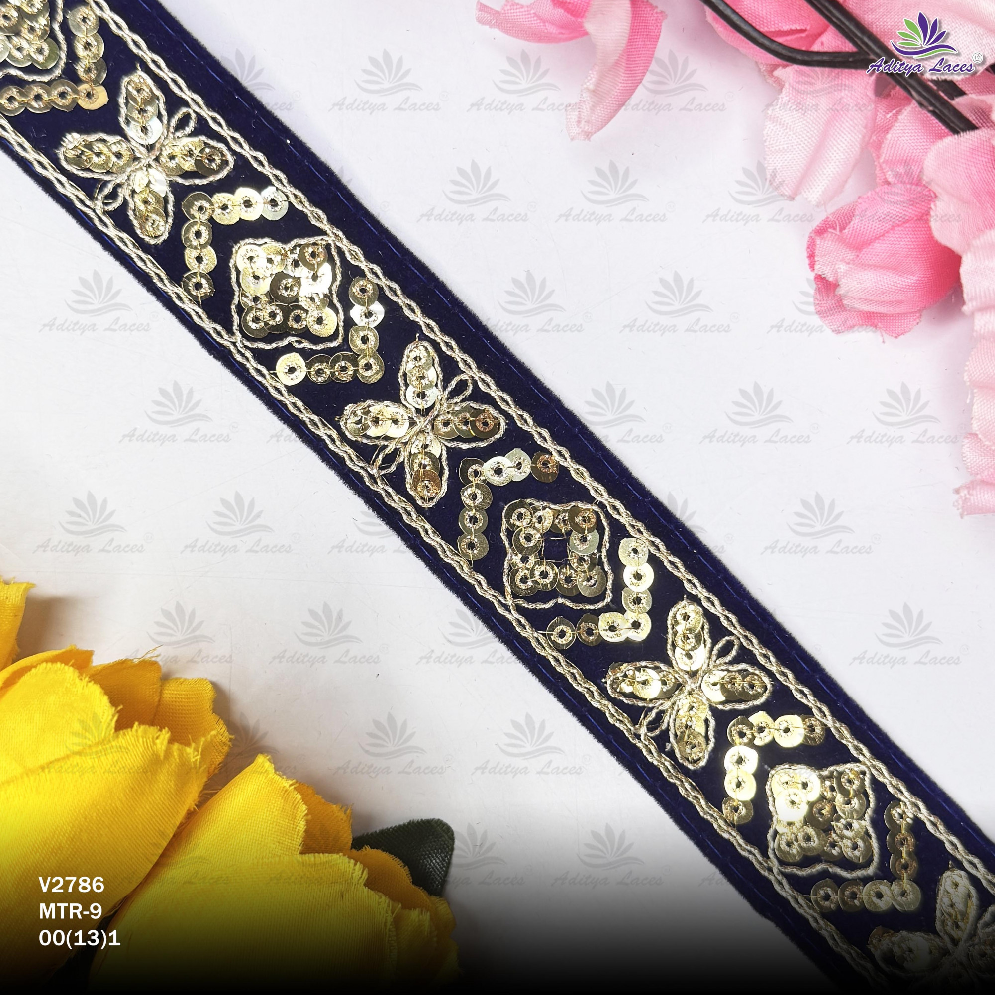 Fancy Velvet Lace Border Trim for Saree Lehenga Bridal Wear