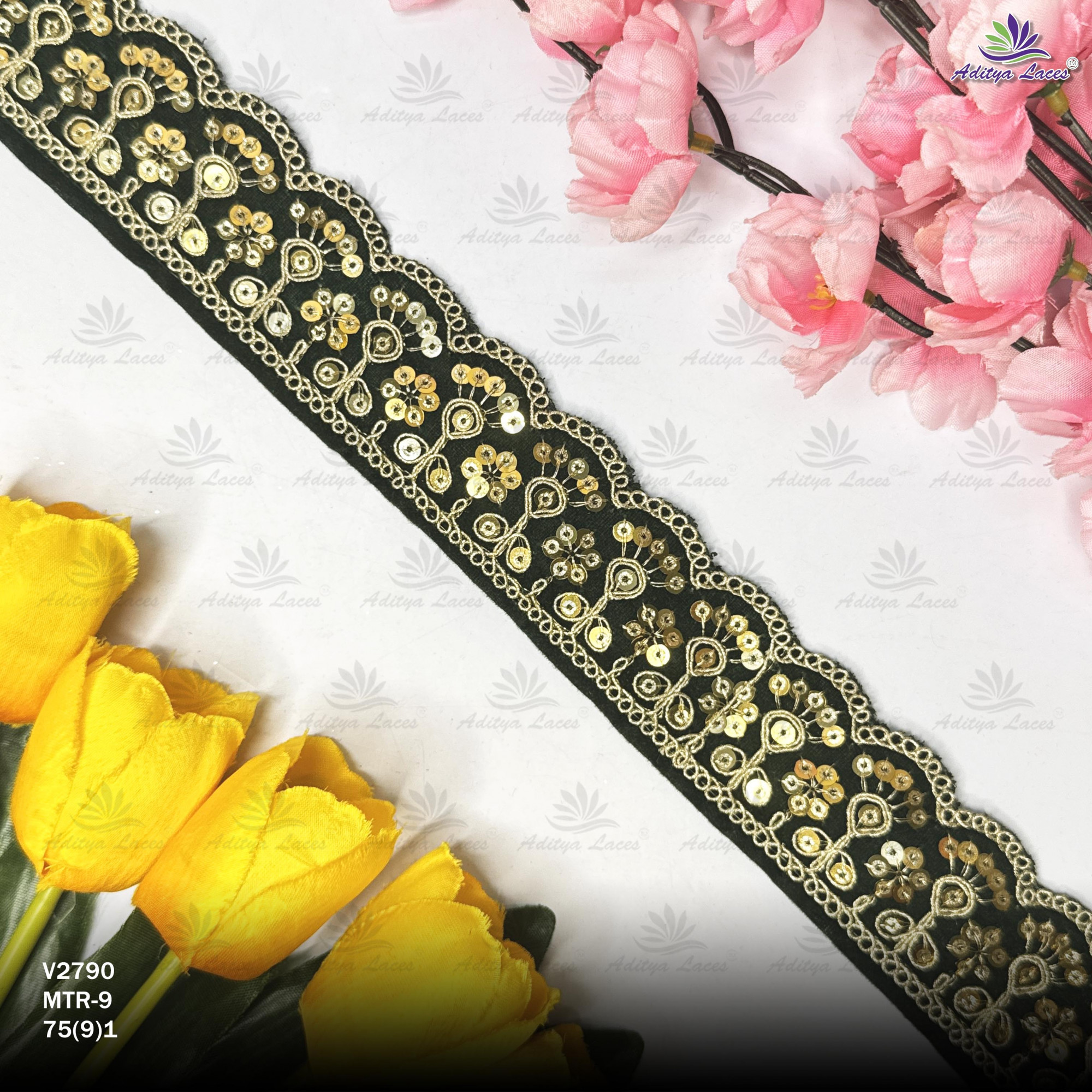 Elegant Velvet Lace Border Trim for Saree Lehenga Bridal Wear