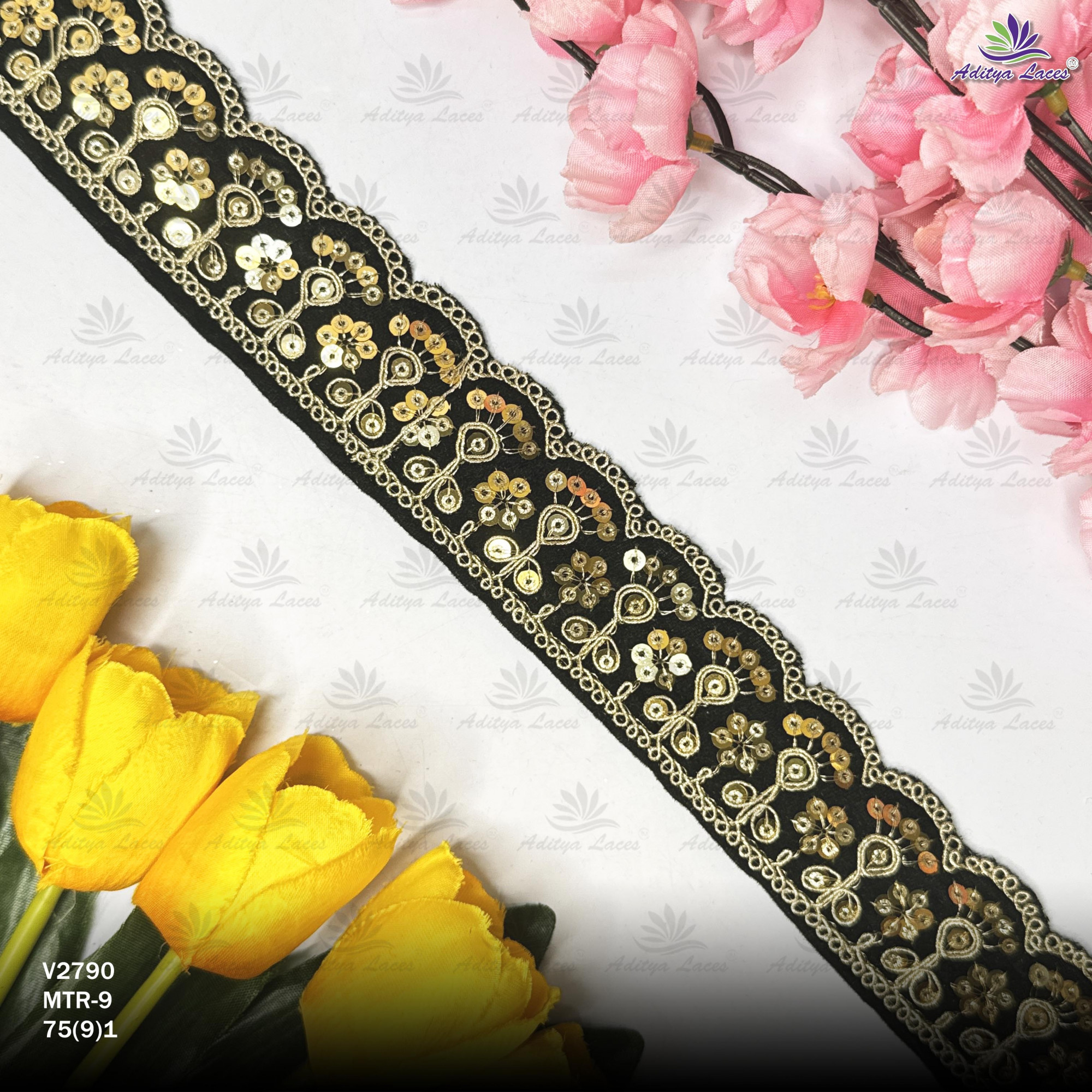 Elegant Velvet Lace Border Trim for Saree Lehenga Bridal Wear