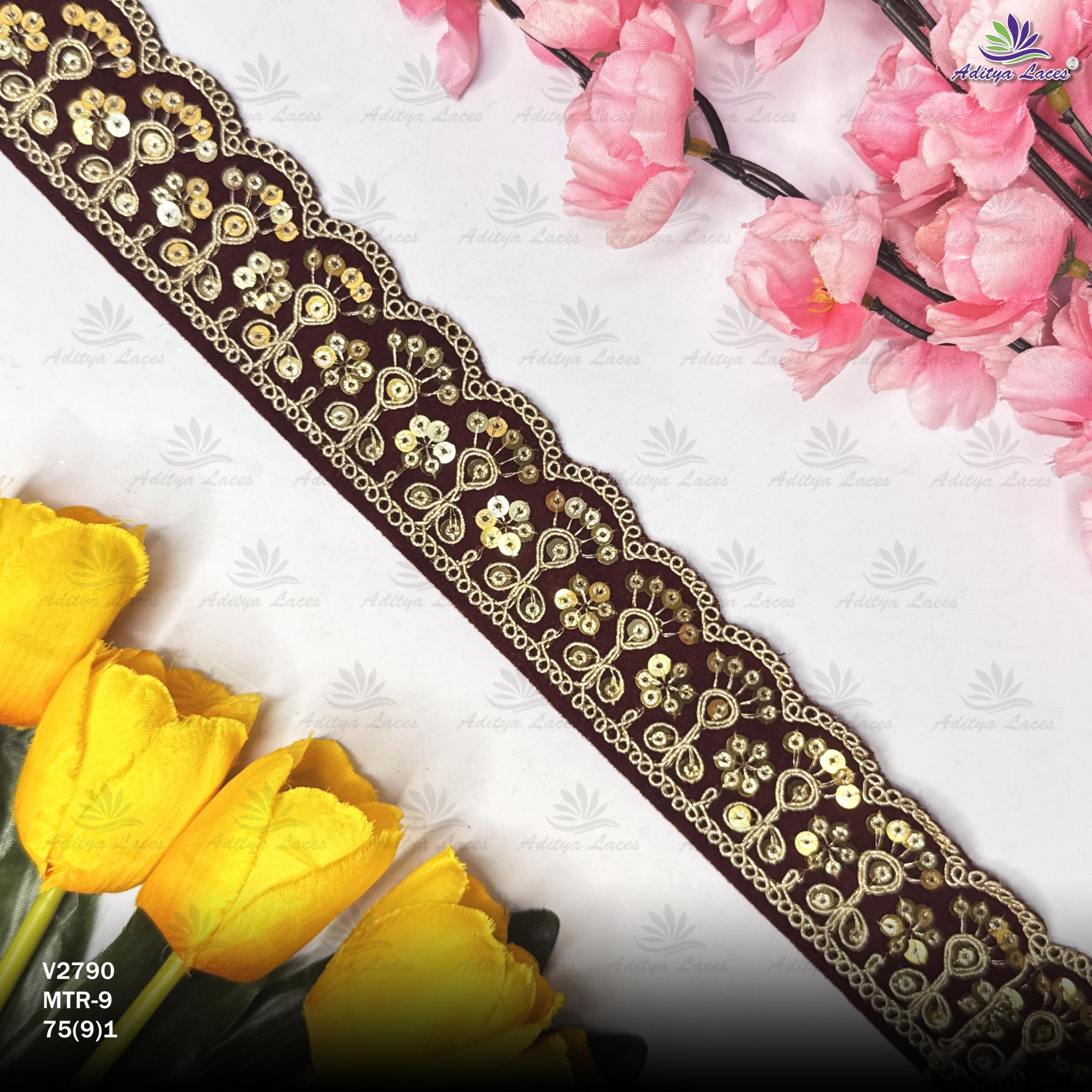 Elegant Velvet Lace Border Trim for Saree Lehenga Bridal Wear