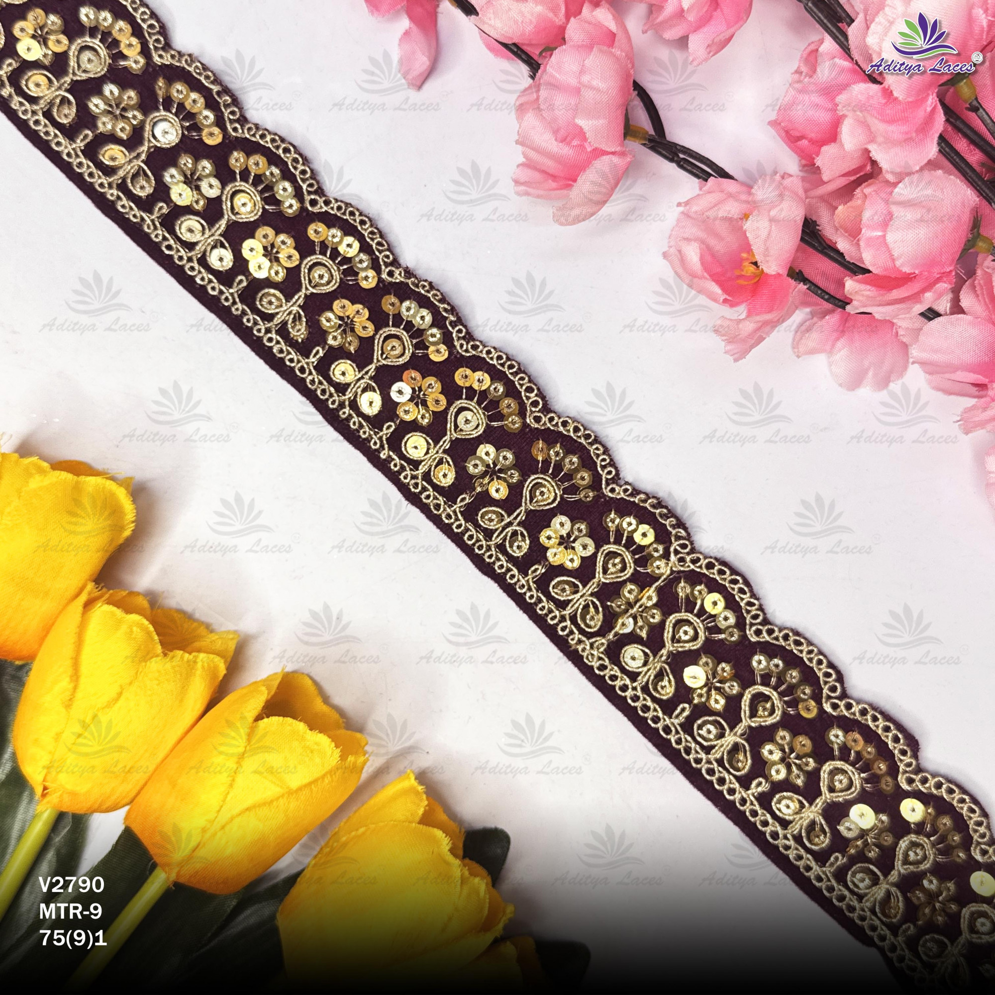 Elegant Velvet Lace Border Trim for Saree Lehenga Bridal Wear