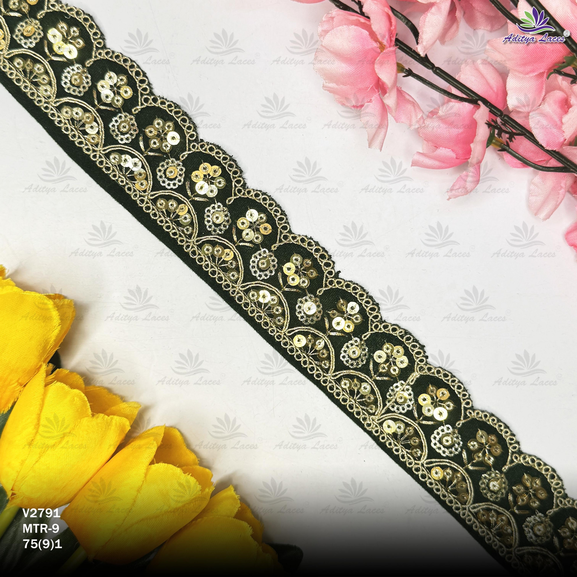 Classic Velvet Lace Border Trim for Saree Lehenga Bridal Wear