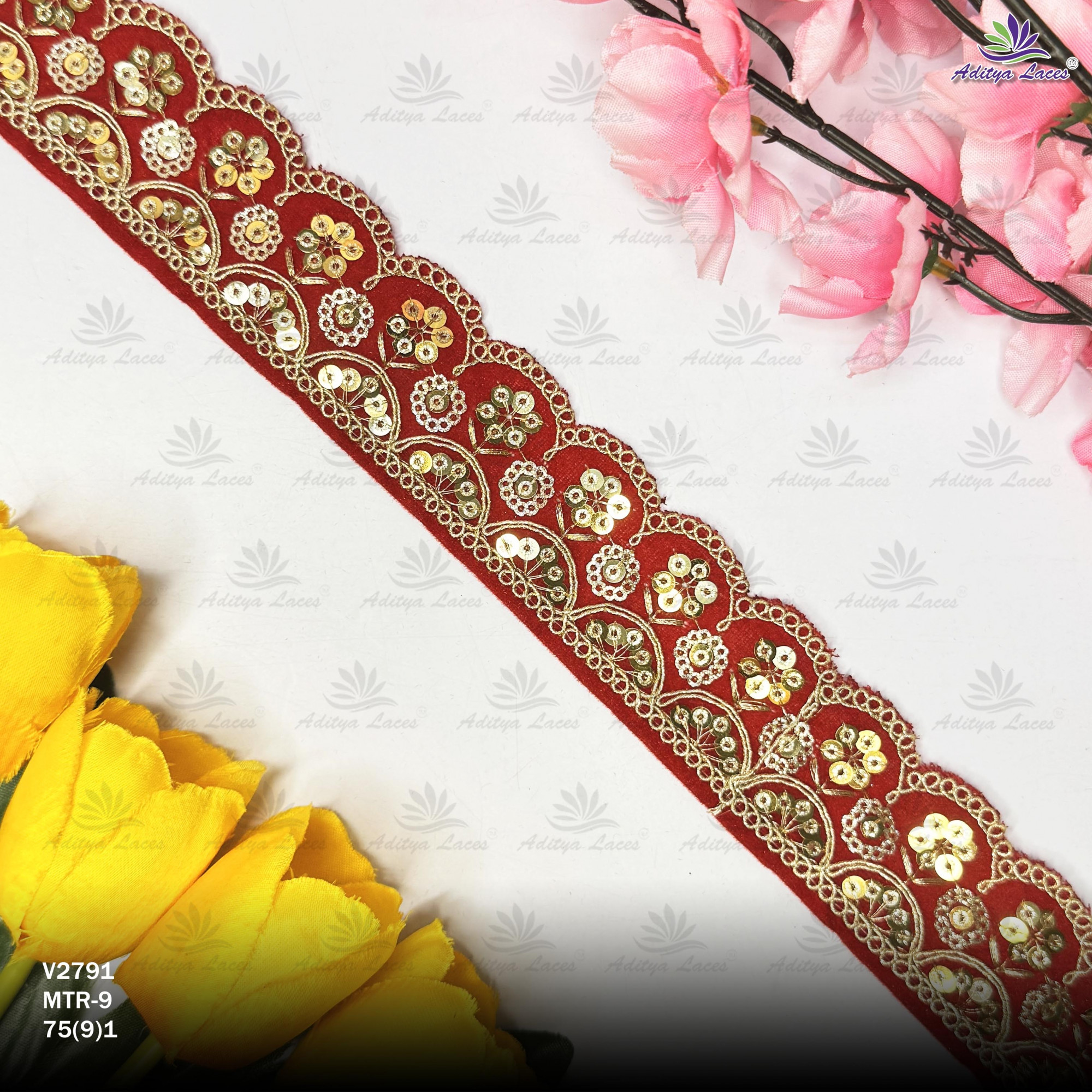 Classic Velvet Lace Border Trim for Saree Lehenga Bridal Wear