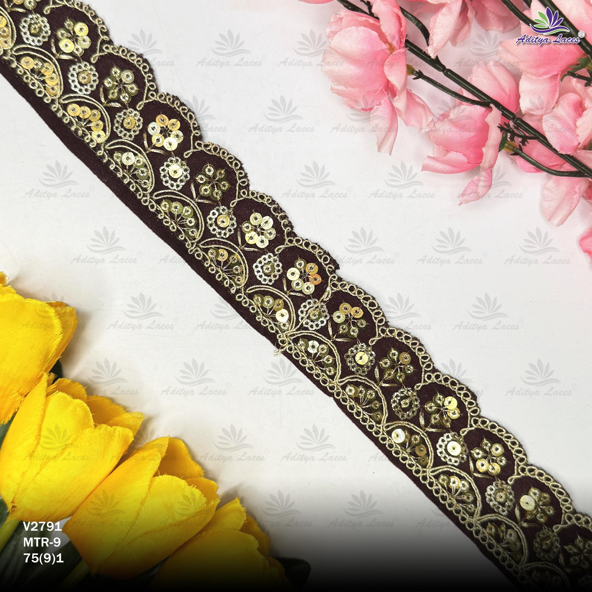 Classic Velvet Lace Border Trim for Saree Lehenga Bridal Wear