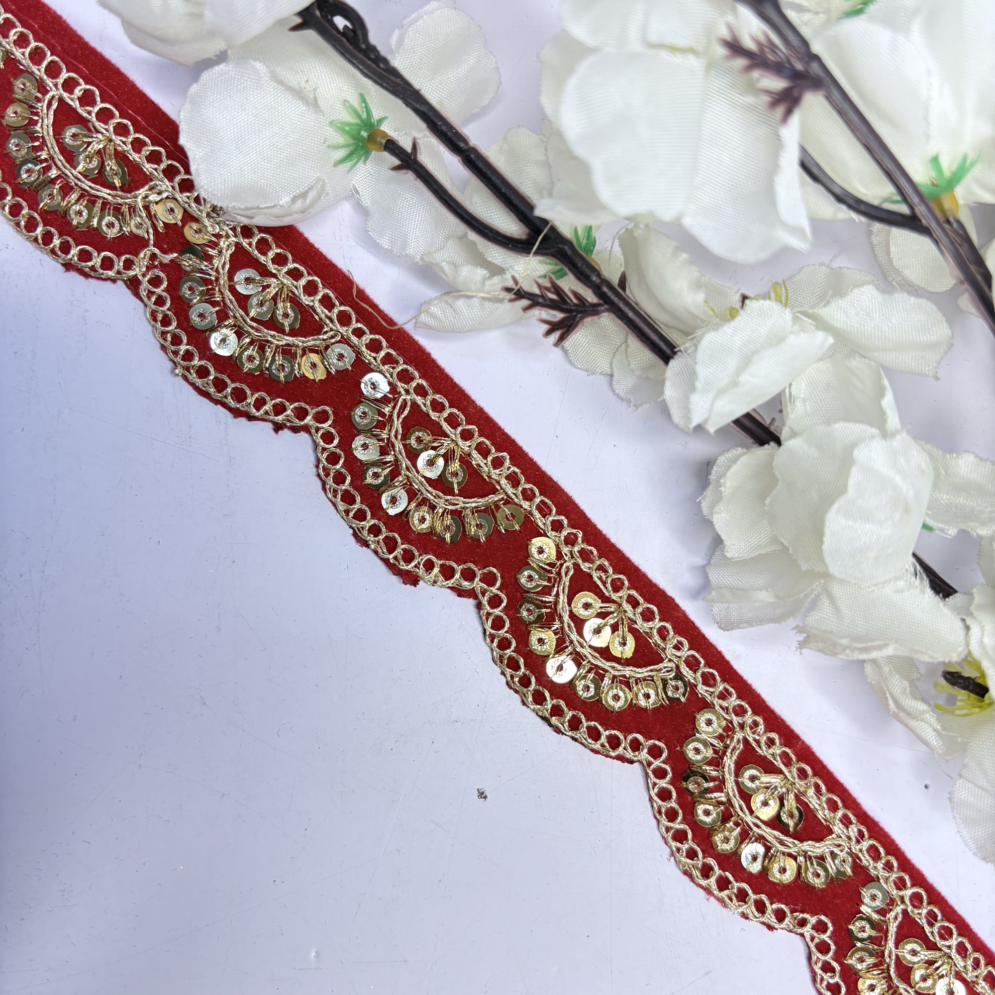 Ethnic Velvet Lace Border Trim for Saree Lehenga Bridal Wear