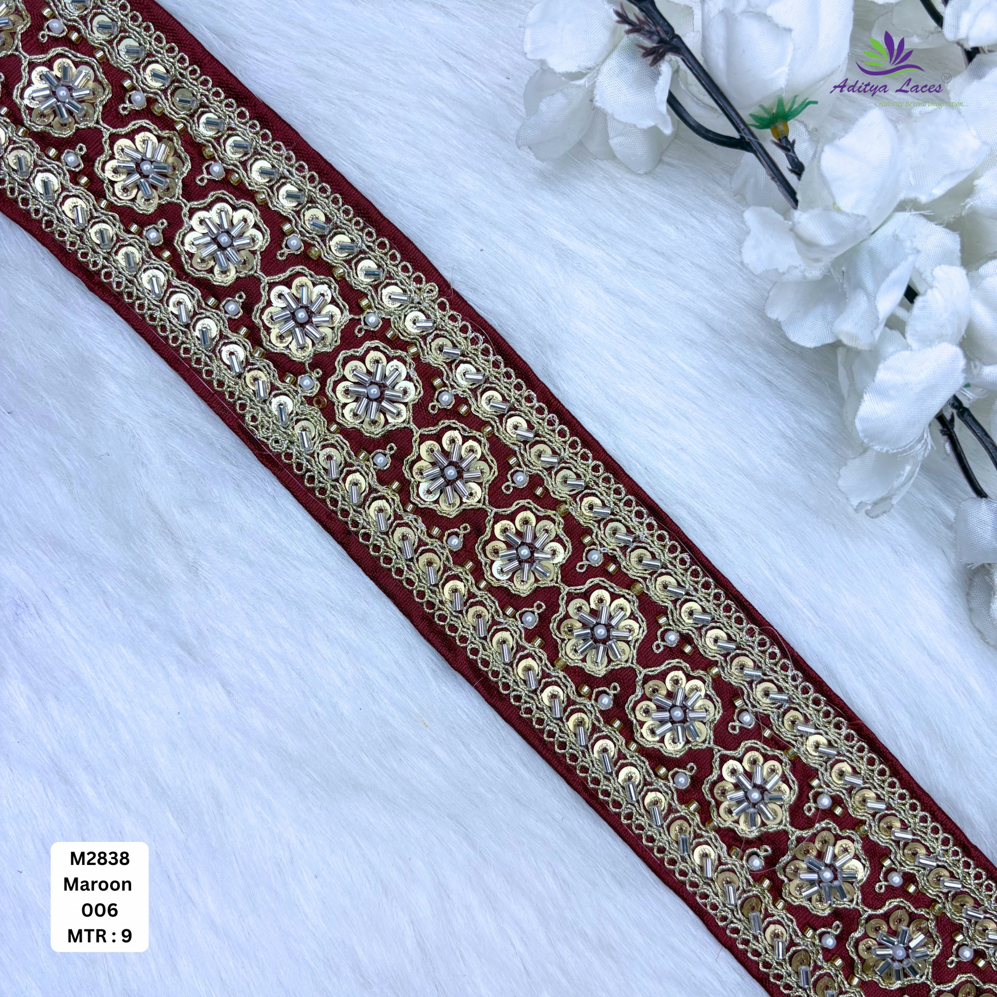 Modern Handcrafted Beaded Border for Fashion Accessories