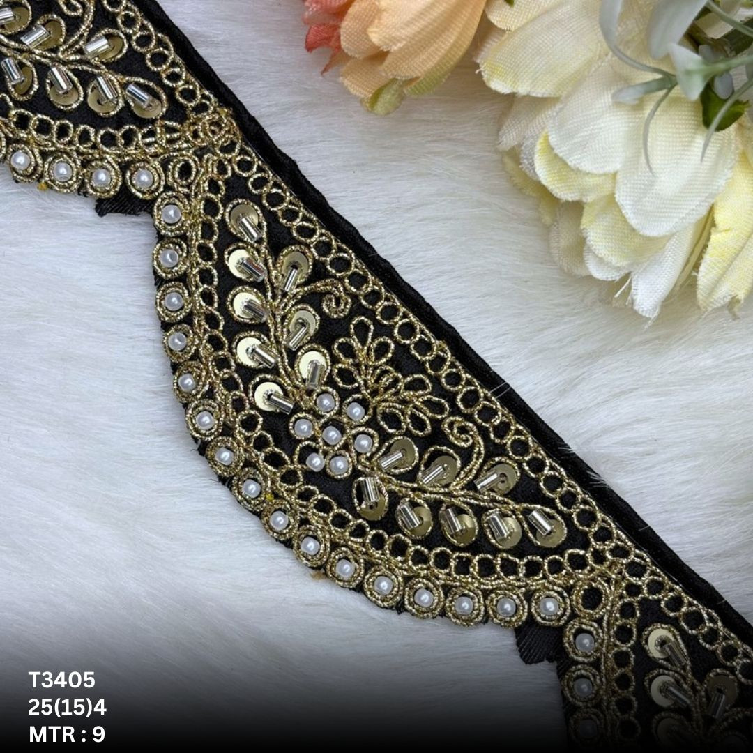 Modern Handcrafted Beaded Border for Bridal Wear