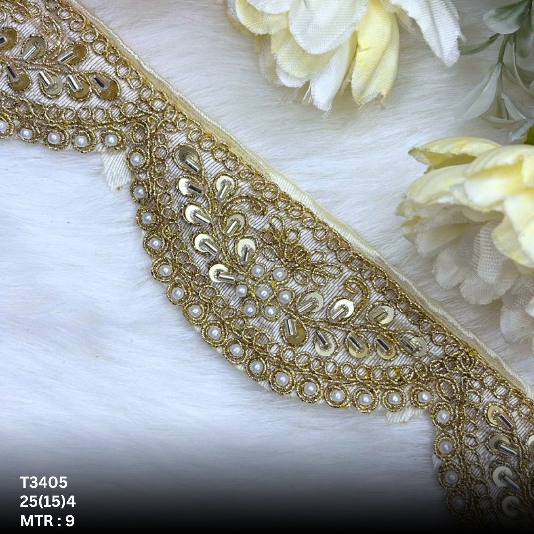 Modern Handcrafted Beaded Border for Bridal Wear