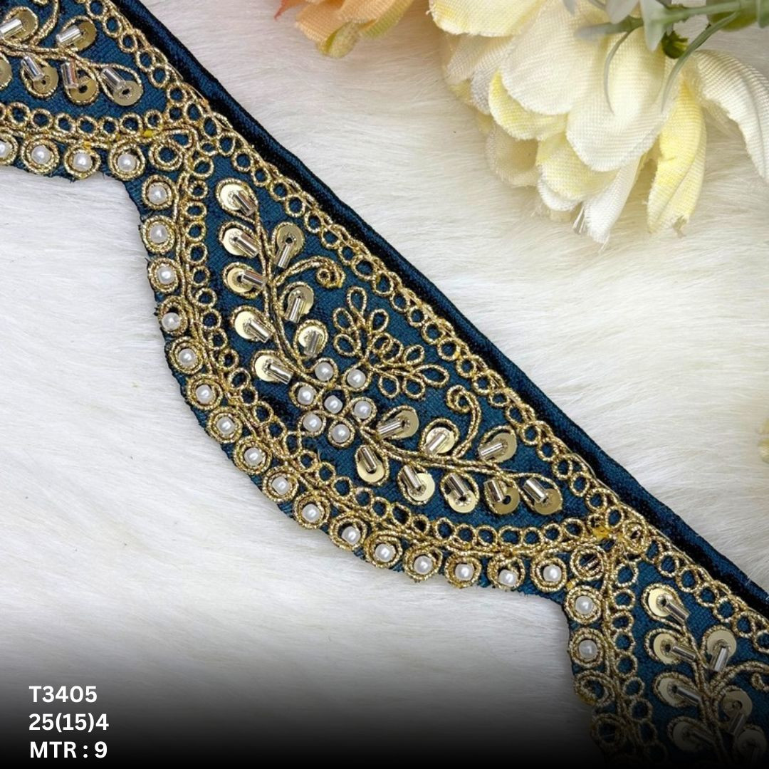 Modern Handcrafted Beaded Border for Bridal Wear