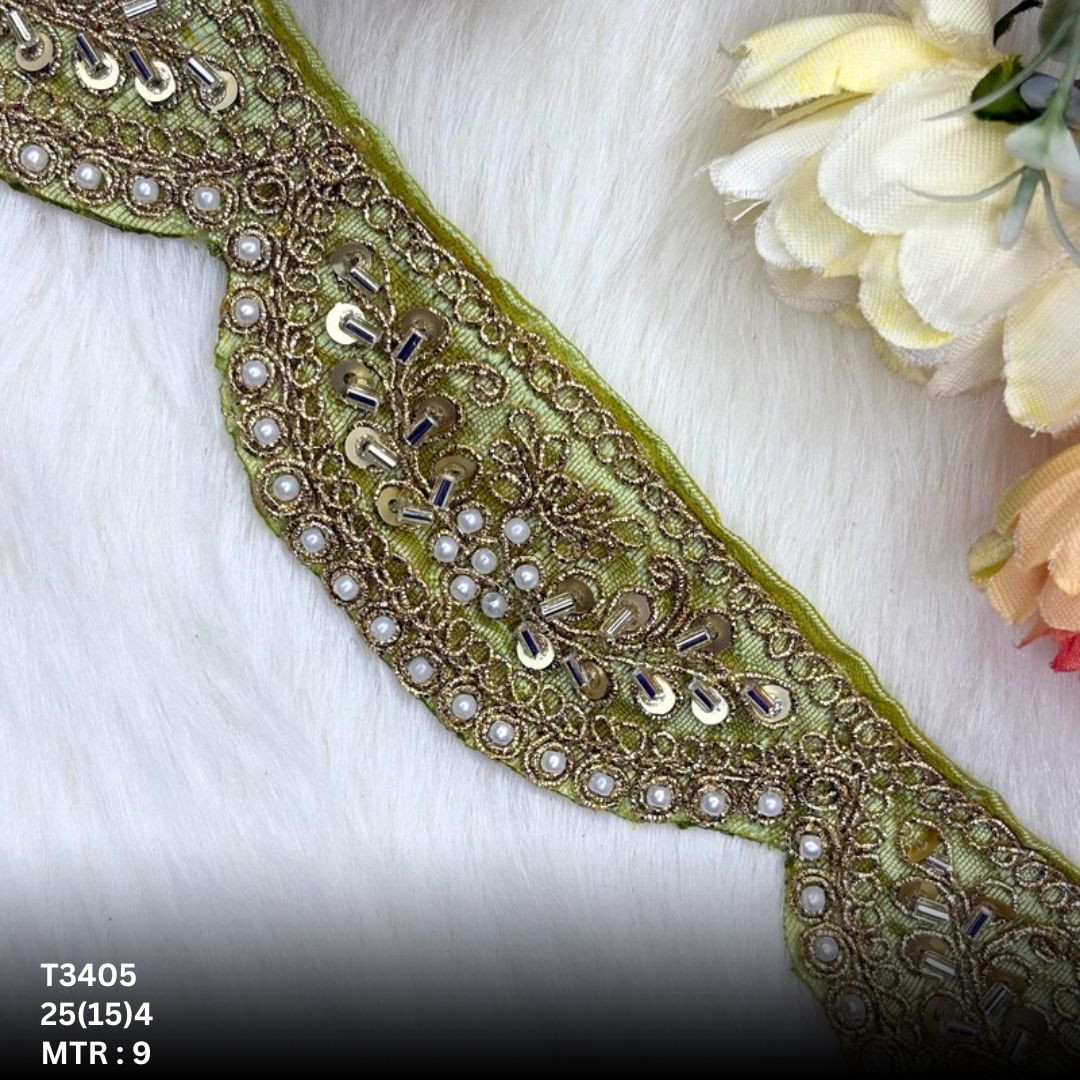 Modern Handcrafted Beaded Border for Bridal Wear