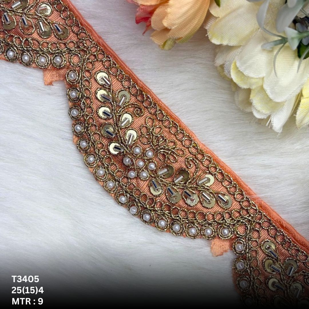 Modern Handcrafted Beaded Border for Bridal Wear