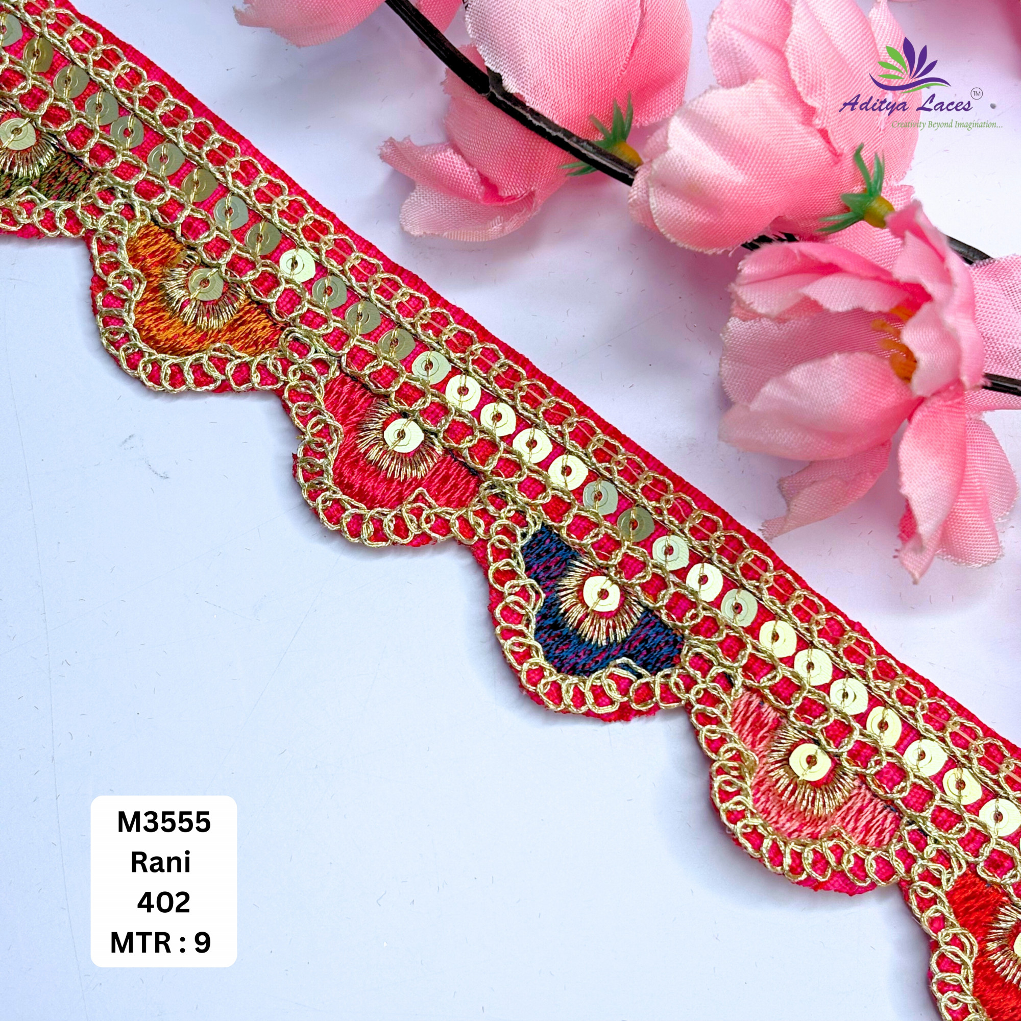 Malbari Multicolor Embroidery Lace Trim Vibrant Floral Designer Saree Border Bridal Decorative Lace Wholesale Supplier