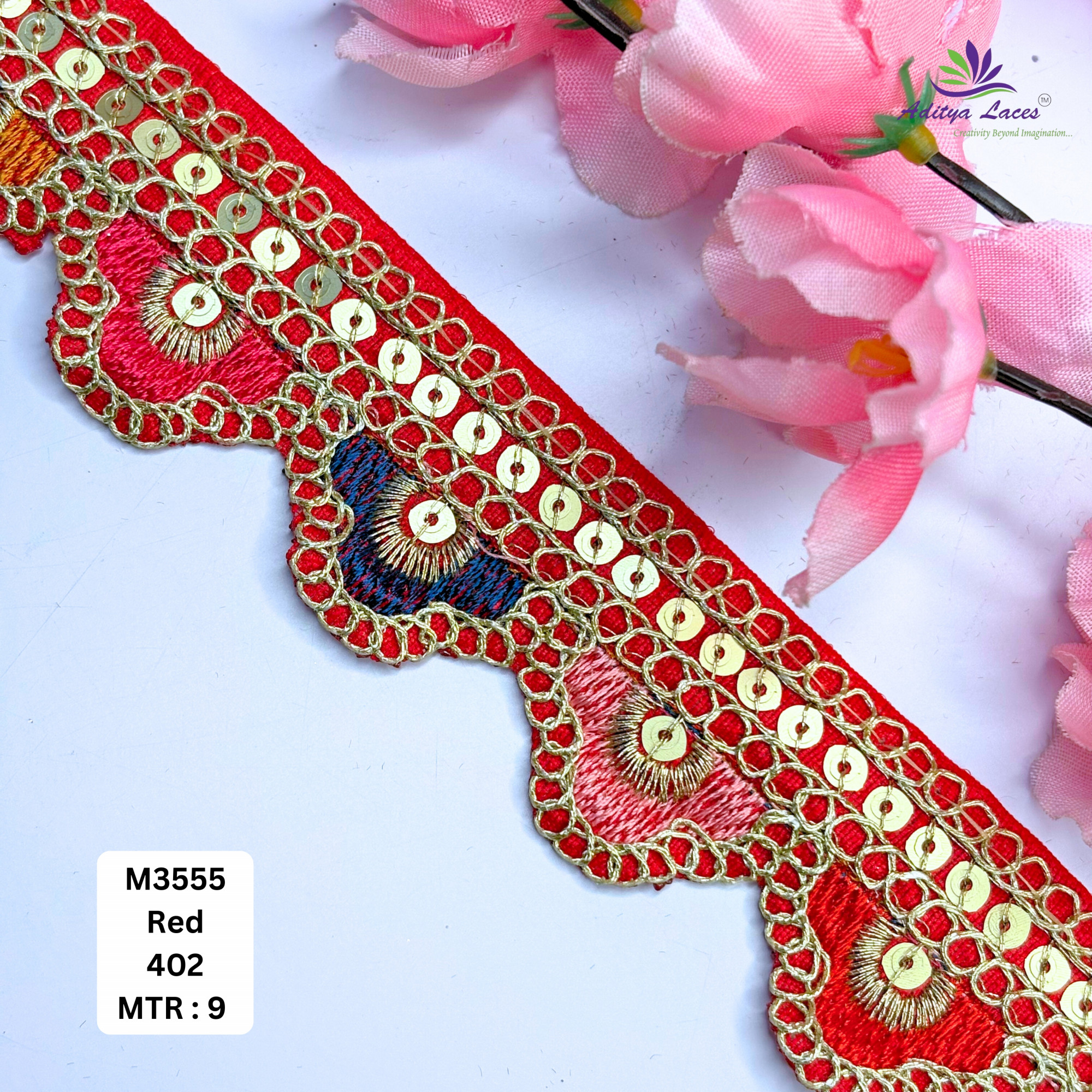 Malbari Multicolor Embroidery Lace Trim Vibrant Floral Designer Saree Border Bridal Decorative Lace Wholesale Supplier