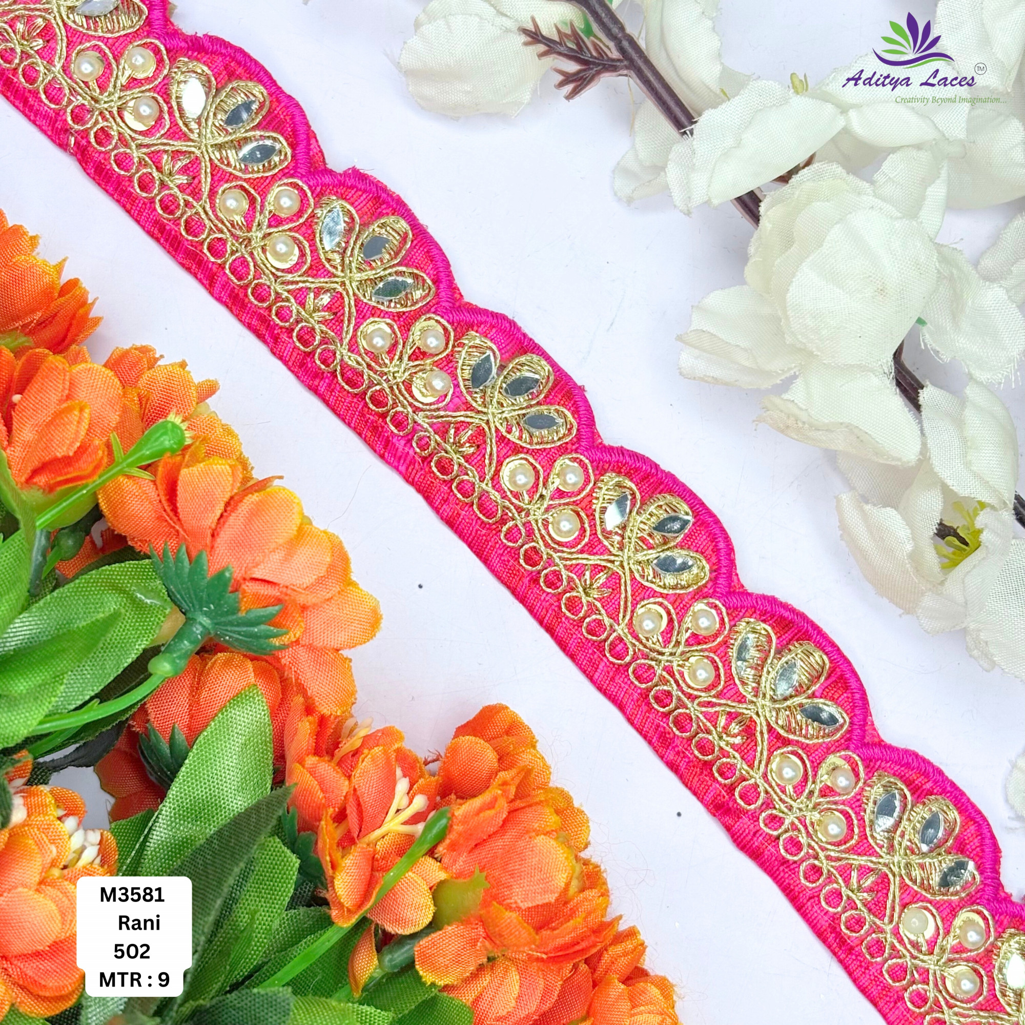 Malbari Multicolor Embroidery Lace Trim Collection Vibrant Designer Saree Border Bridal Decorative Lace Wholesale Supplier