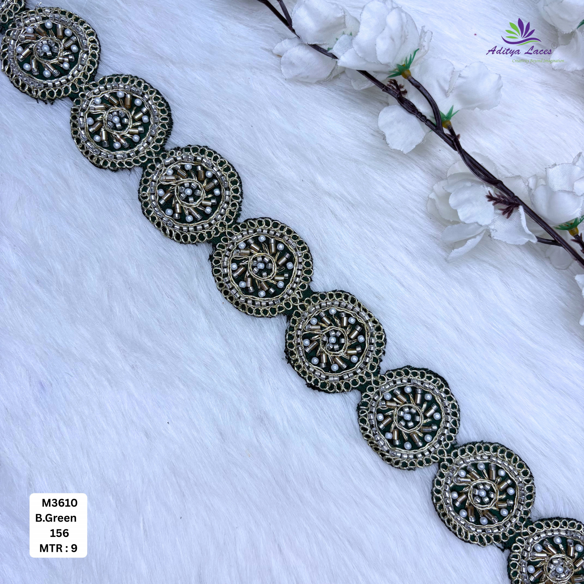 Fancy Handcrafted Beaded Border for Ethnic Dresses