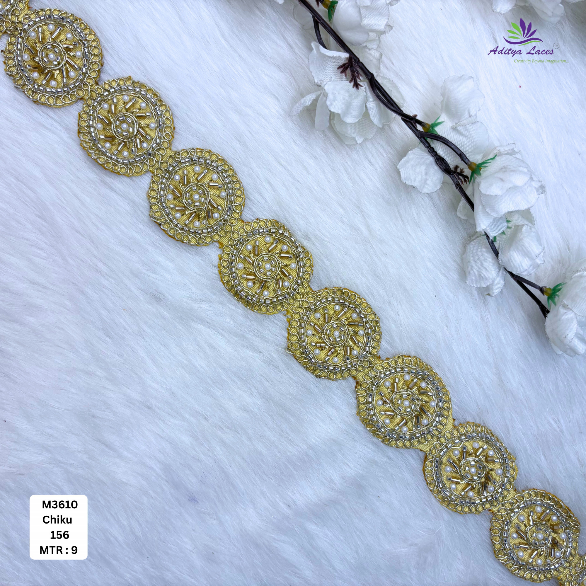 Fancy Handcrafted Beaded Border for Ethnic Dresses