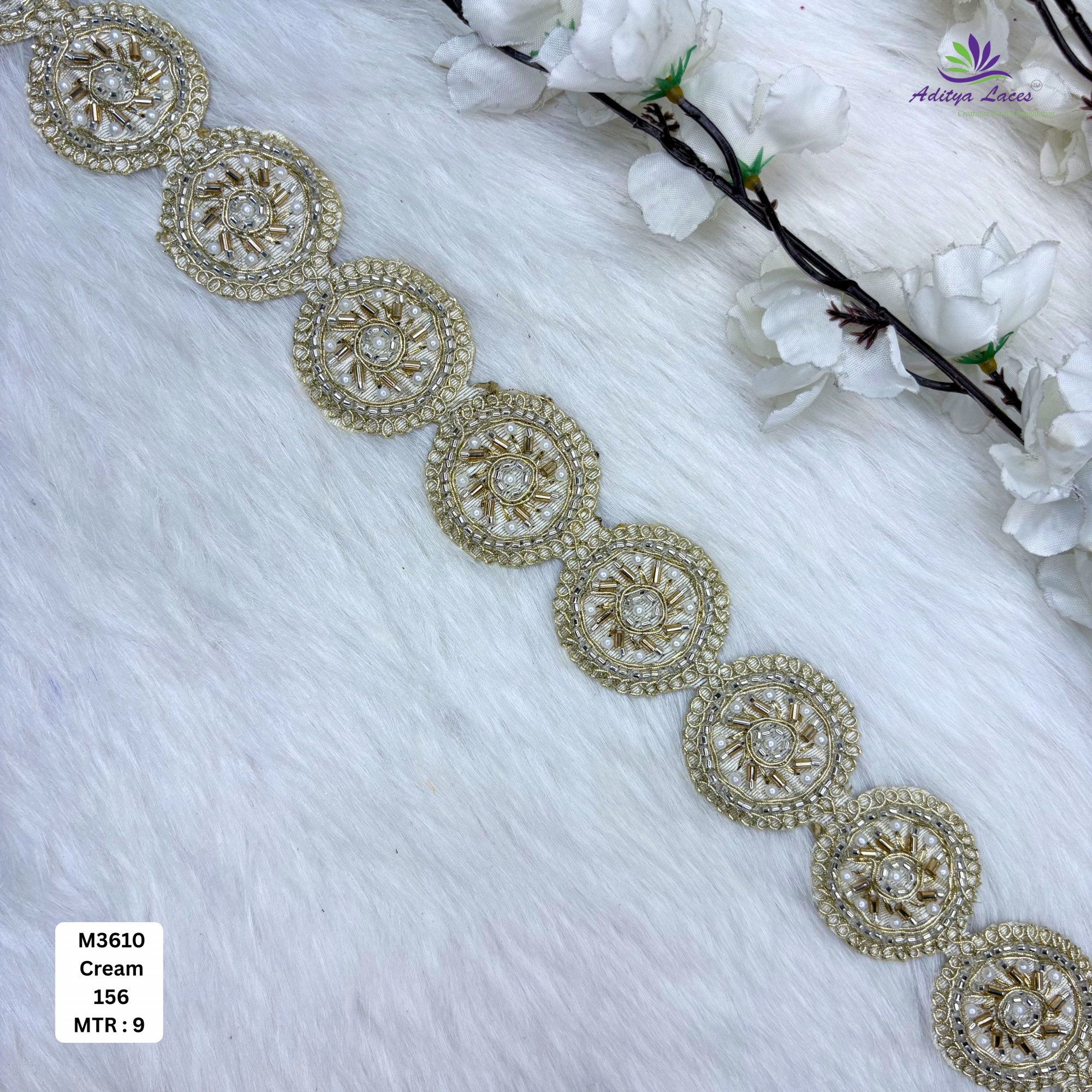 Fancy Handcrafted Beaded Border for Ethnic Dresses
