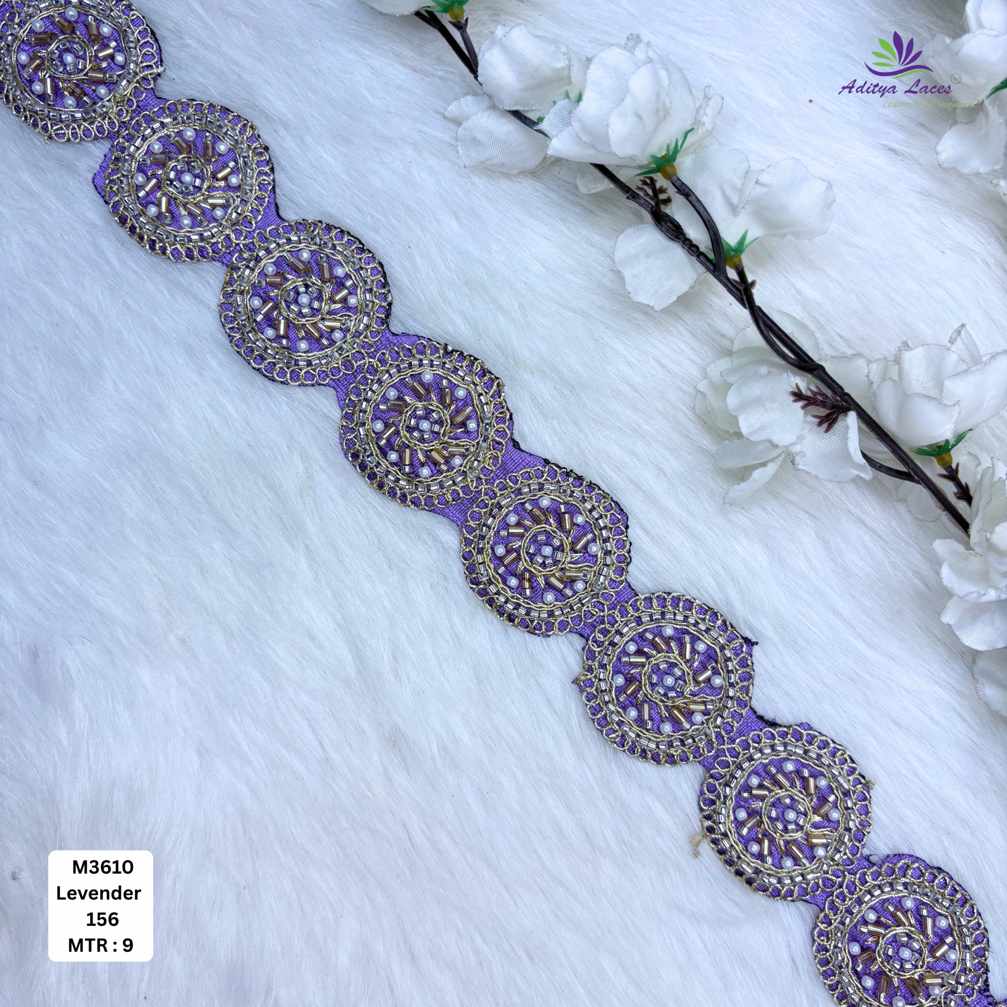 Fancy Handcrafted Beaded Border for Ethnic Dresses