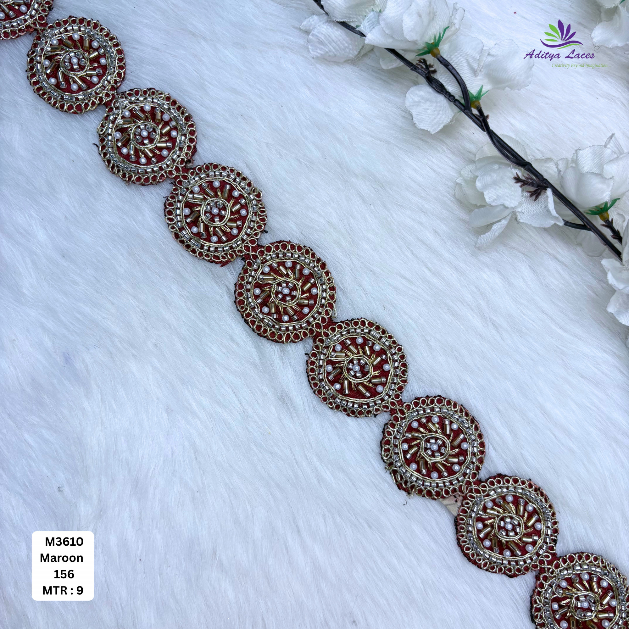 Fancy Handcrafted Beaded Border for Ethnic Dresses