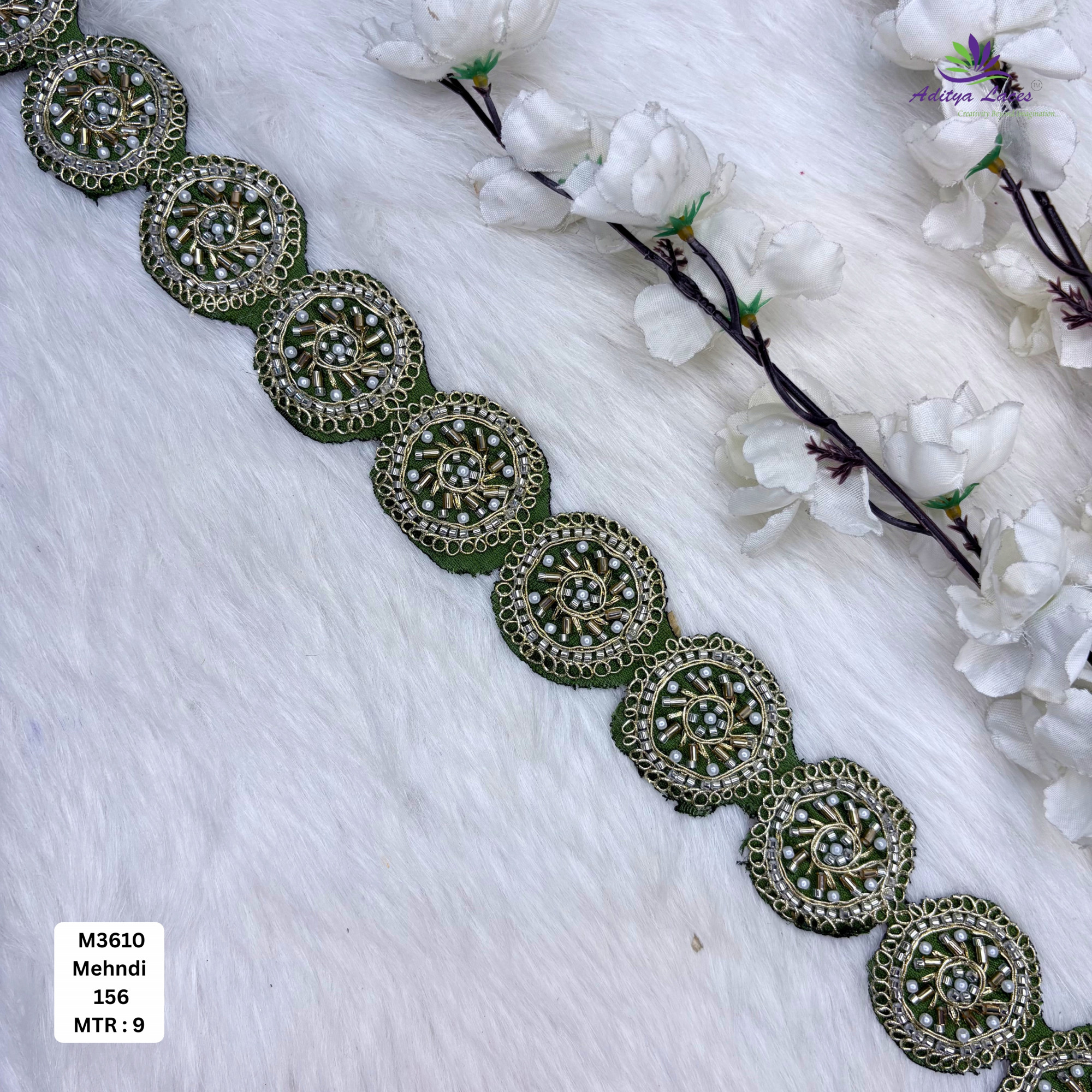 Fancy Handcrafted Beaded Border for Ethnic Dresses