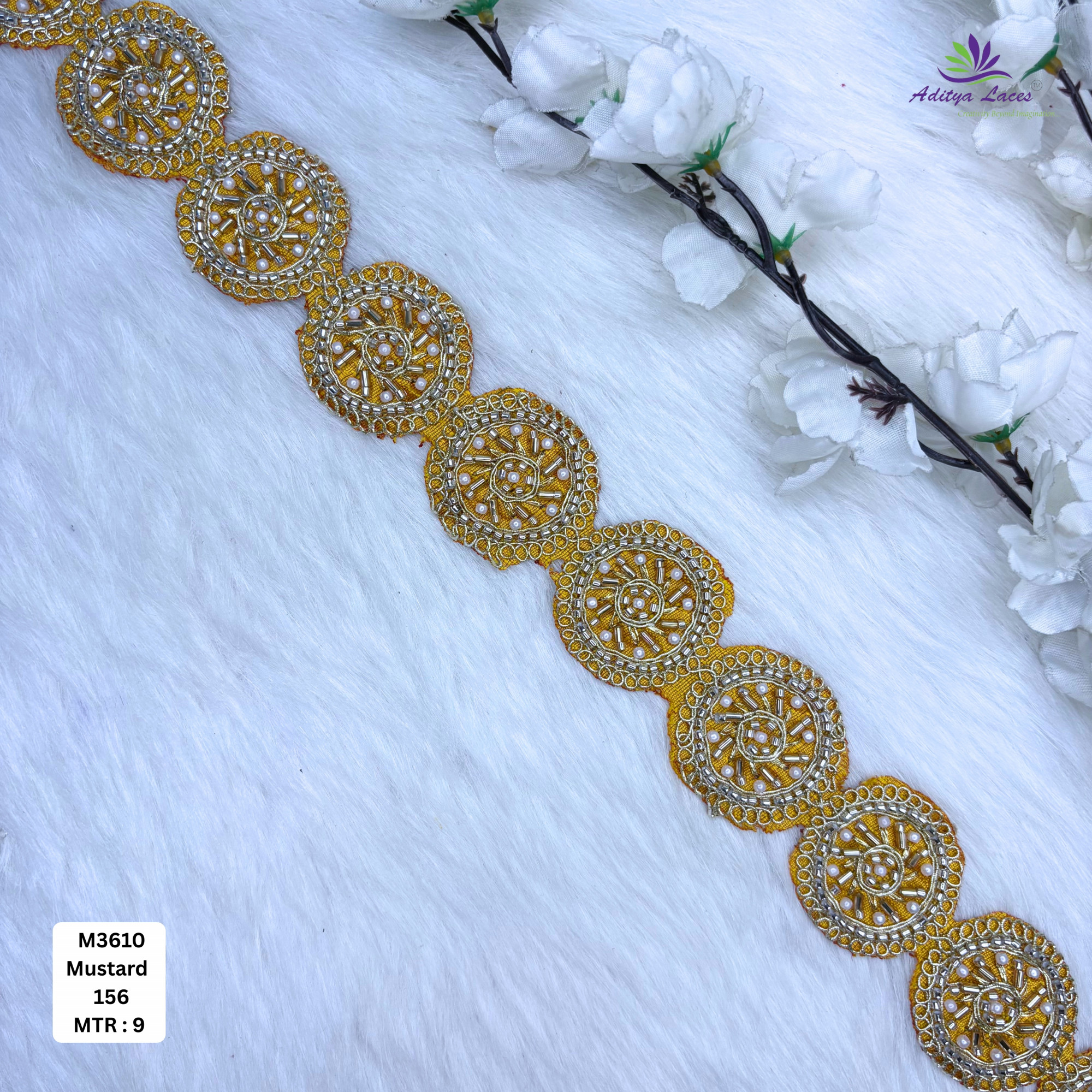 Fancy Handcrafted Beaded Border for Ethnic Dresses