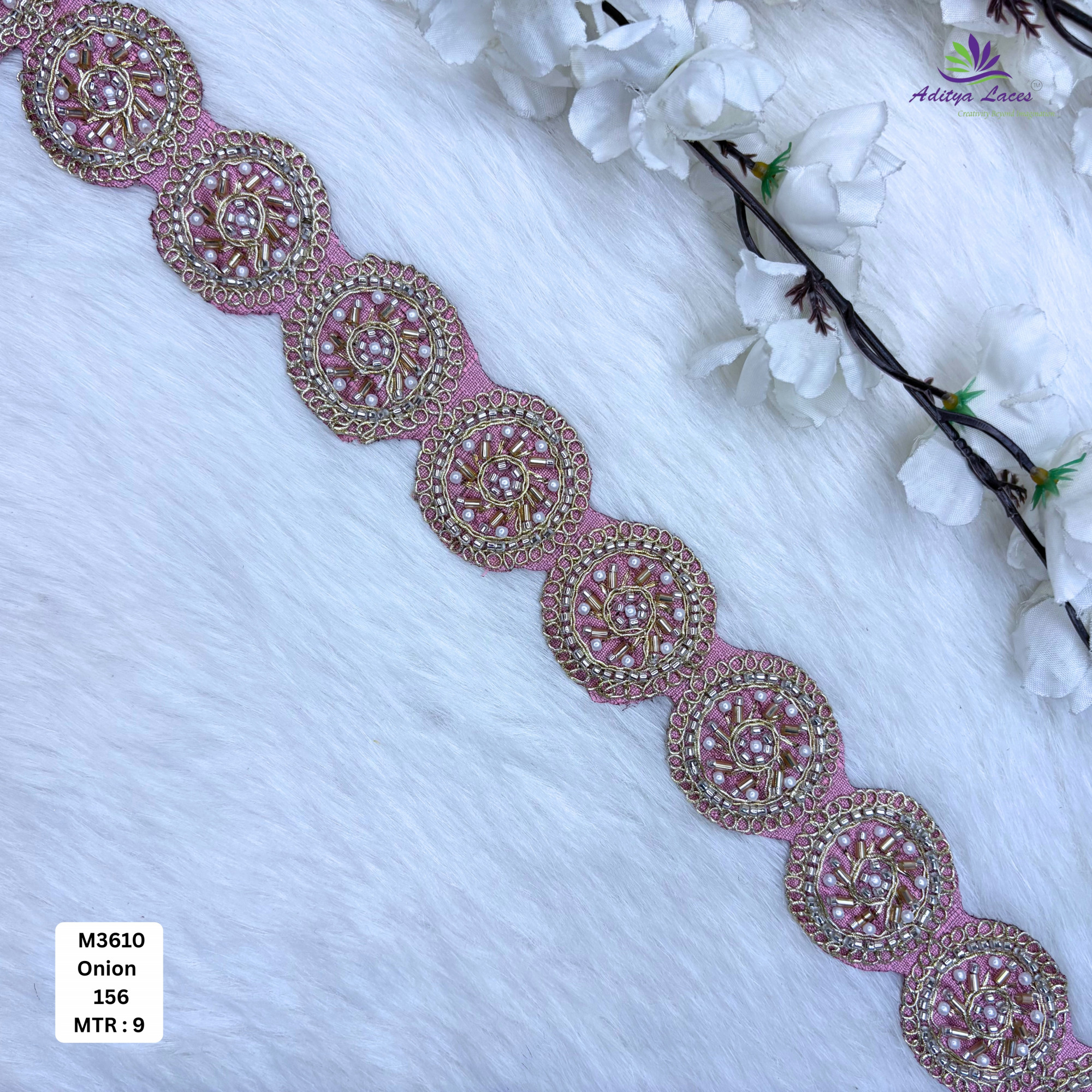 Fancy Handcrafted Beaded Border for Ethnic Dresses