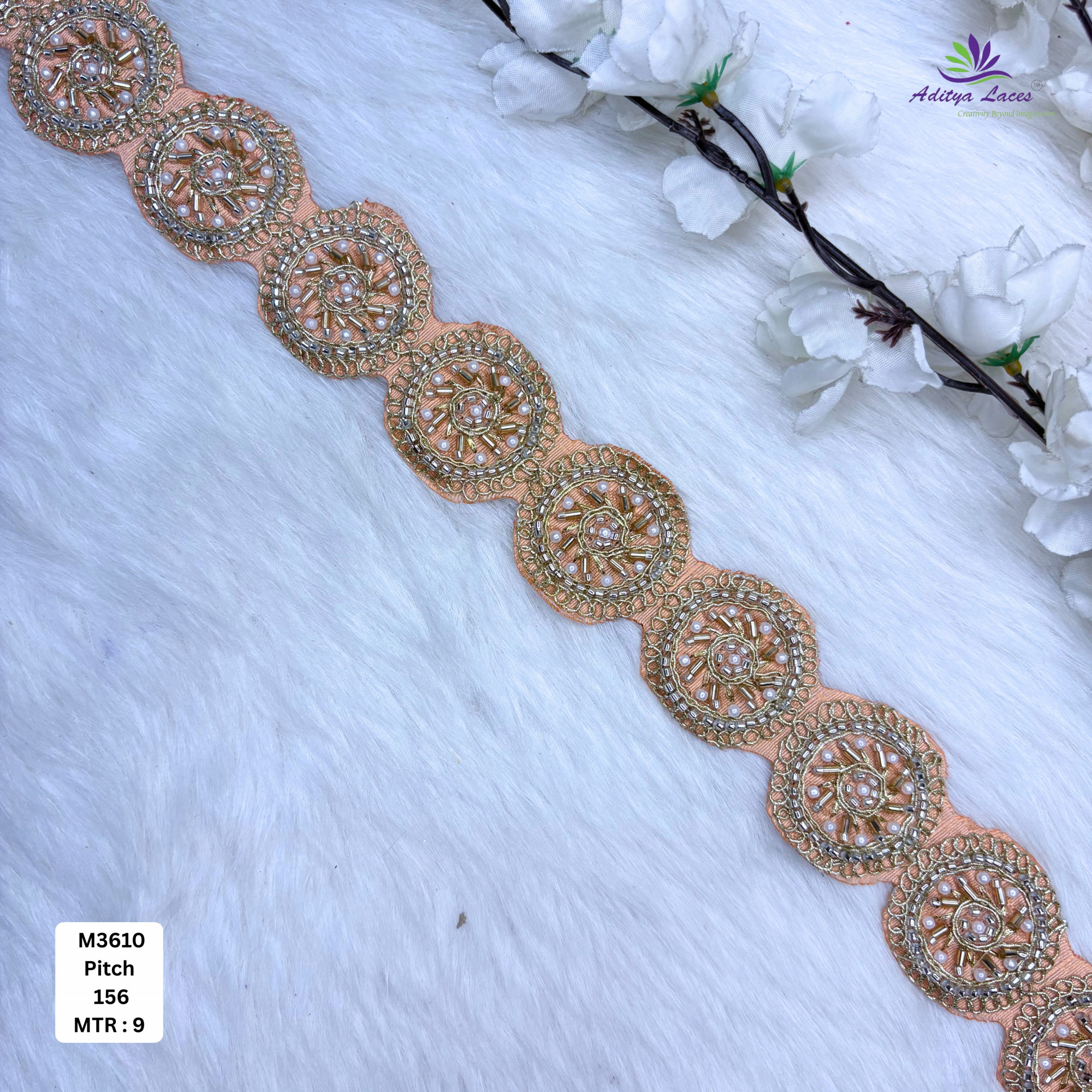 Fancy Handcrafted Beaded Border for Ethnic Dresses