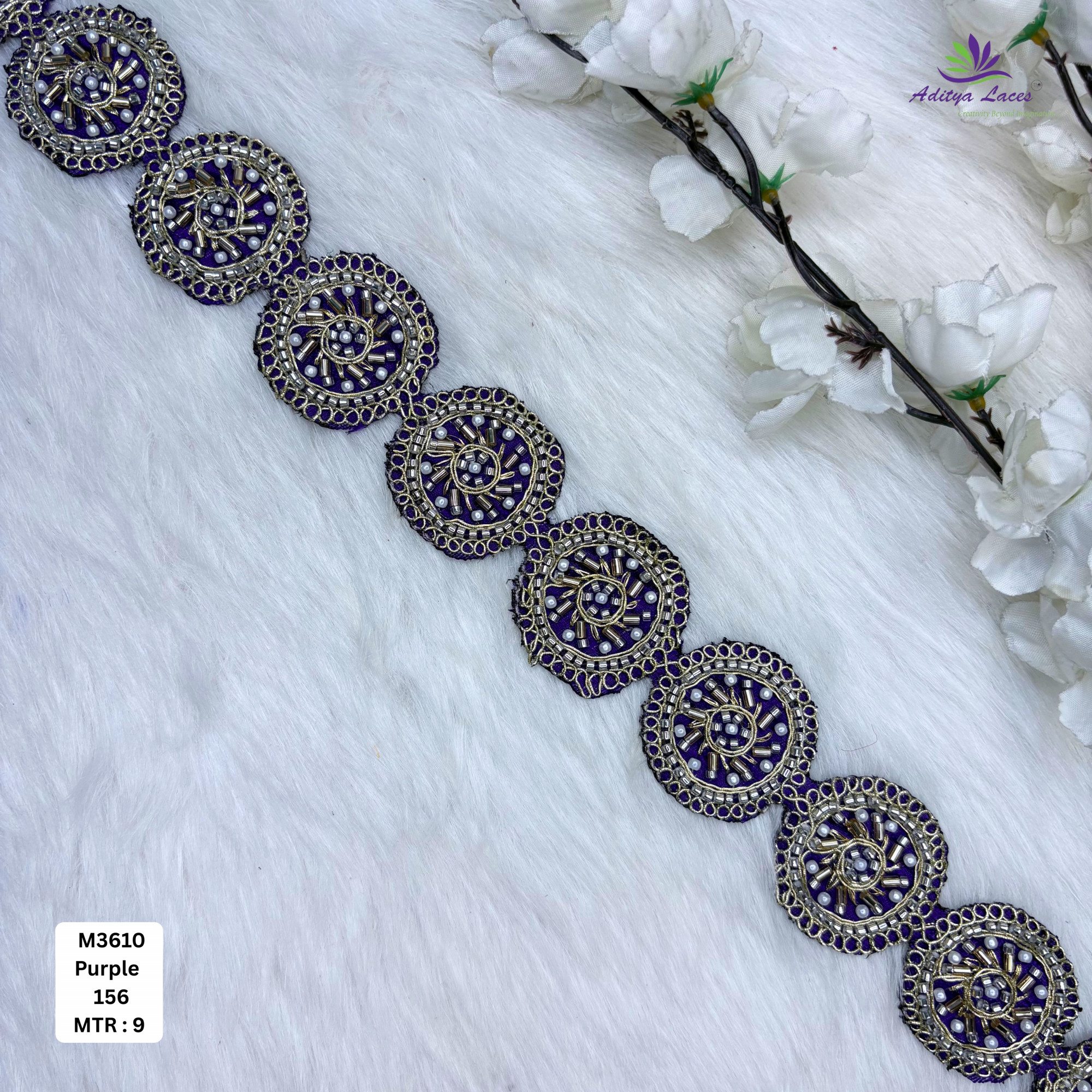 Fancy Handcrafted Beaded Border for Ethnic Dresses